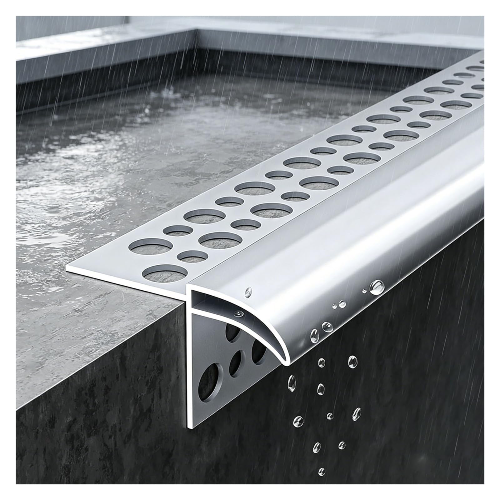 JYHHCYS Gocciolatoio Deflettore Gocciolatoio in Alluminio per Tetto, Profilo Tagliabile 1m 2m 3m, Protezione Bordo Finestra Balcone Esterno Anti Pioggia | W 30mm,L 1m