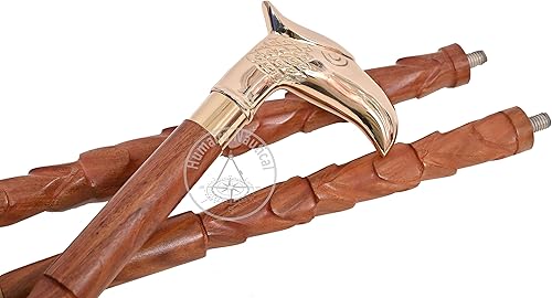Miniatura 4 de Humaira Nautical Bastón de madera con diseño de cabeza de águila de latón estilo victoriano