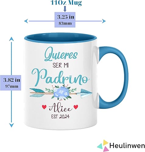 Miniatura 2 de Juego personalizado de Bautizo Recuerdos Juego De 2 Tazas 2024, Padrinos De Bautizo Propuesta Set 2 Tazas Café 11Oz, Para Niño, Niña, Propuesta de
