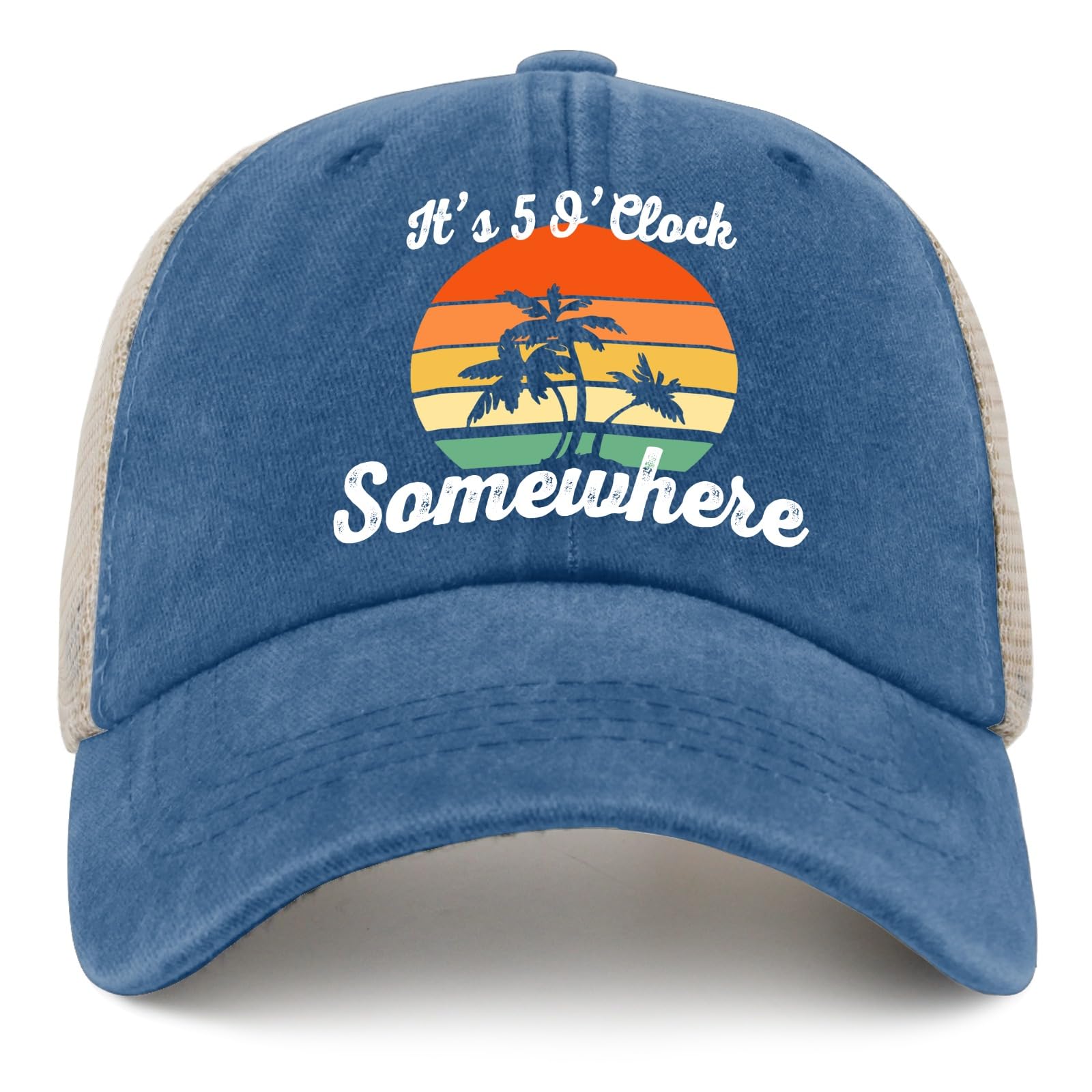 Philysonic Unisex Lake Blue Jimmy Hat 5 Oclock Somewhere Hat It Is 5 Oclock Somewhere Hat Trucker Hat Men Vintage Mesh Cap For Summer, One Size
