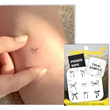 Semi-Permanent Tattoo, Micro Coquette Bow, Long Lasting Temporary Tattoos Coquette Aesthetic, Waterproof Plant-Based Ink, Lasts 1-2 Weeks, Color Develops in 24 Hours MNF102, Set of 9