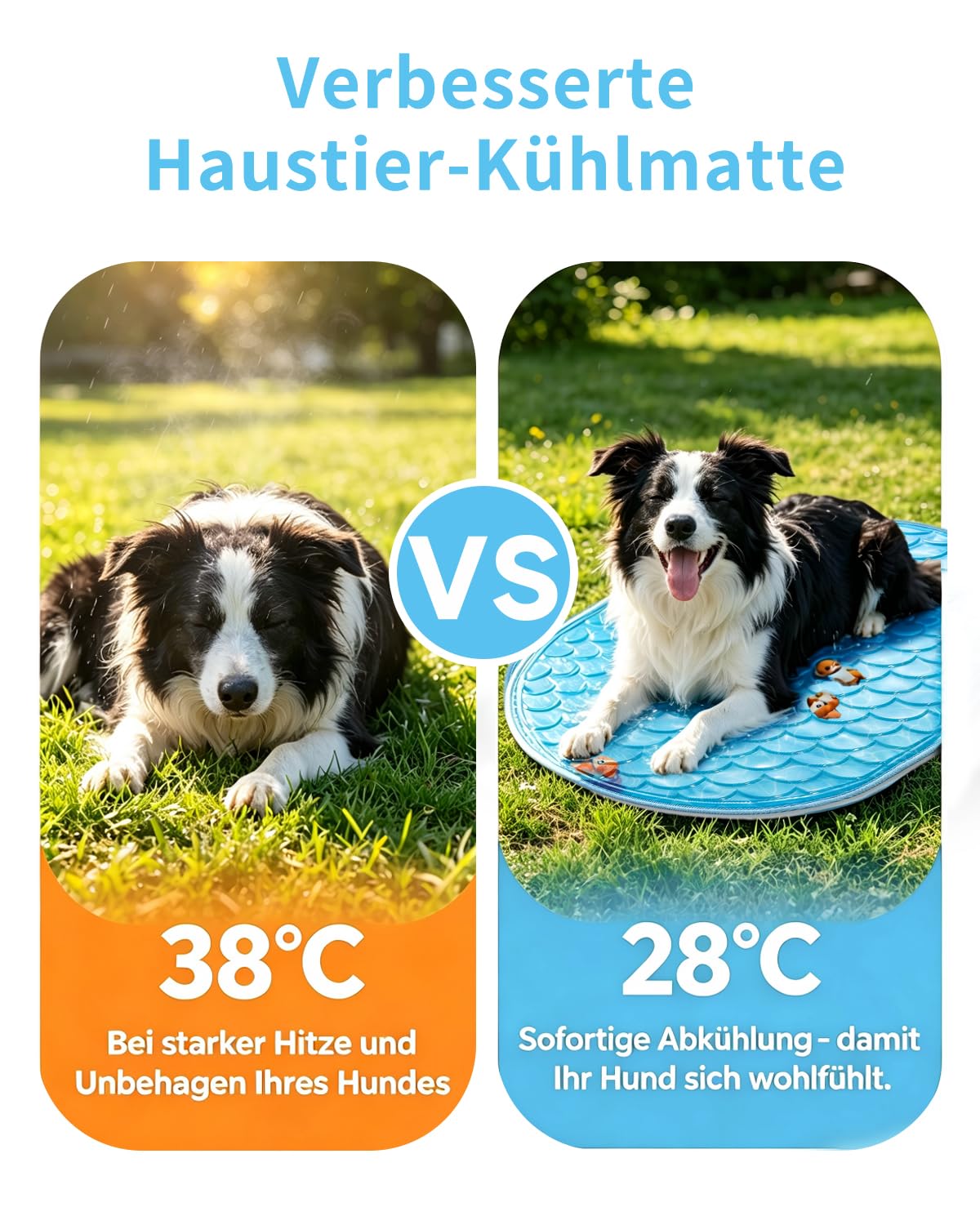 Esterilla de refrigeración para perros y gatos, para autoenfriamiento, protección de verano | 88 × 57 cm Hundekühlmatte kühldecke hund leicht zu reinigen draußen im Baumschatten Tierhäuschen Auto Floboden dem