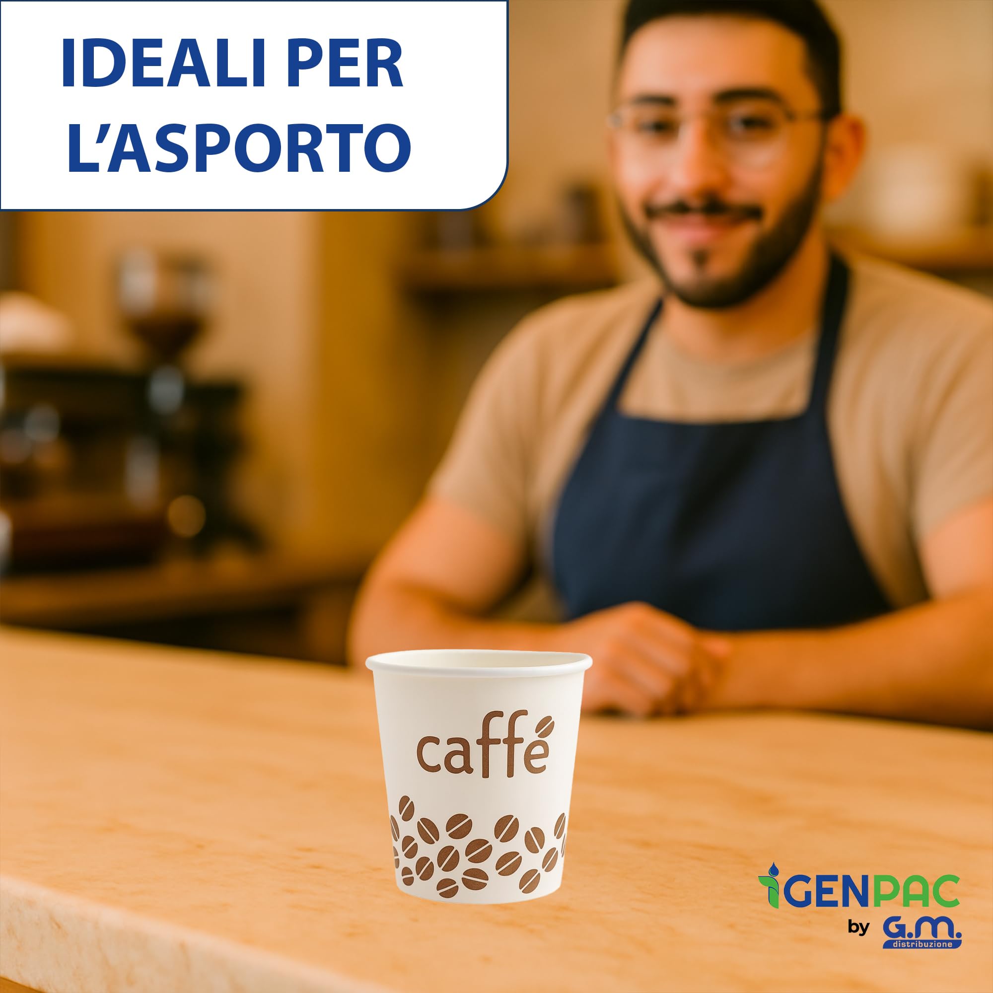 GM - 500 Bicchieri Caffè 90 ml con Coperchio PS Piano Senza Foro – Bicchieri Monouso Resistenti, Usa e Getta, Ideali per Espresso, Crema Caffè, Bar, Caffetterie, Uffici e Asporto Bevande Calde