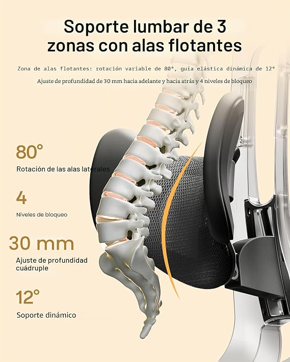 Hbada E3 Air 2026 Edition Silla Ergonómica Oficina con Soporte Lumbar 3 Zonas, Reposacabezas y Brazos 4D, Ajuste Automático de Peso, Reclinable 140°, Comfy Home Office Chair