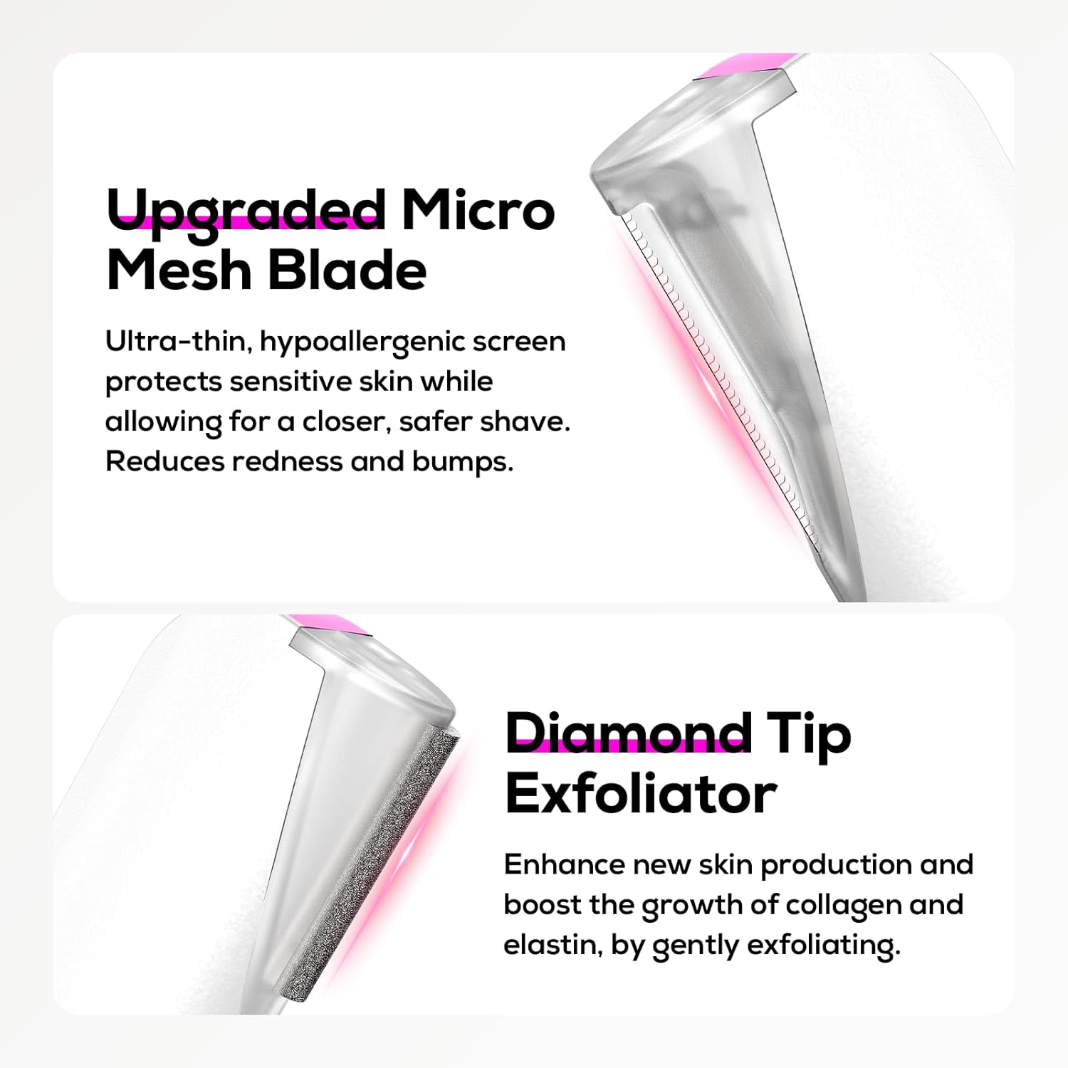 Sonic Dermaplane Razor for Women, Facial Hair Remover with LED Light, 3 Speed Mini Electric Dermaplaning Tool for Sensitive Skin, Peach Fuzz Removal, 9 Safety Blades & 1 Exfoliating Head