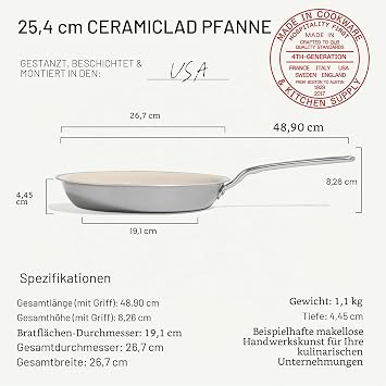 Made In Cookware Non-Stick Ceramic Frying Pan 10-Inch 5-Ply with Stay Cool Handle Professional Cookware Made in the USA Induction Safe
