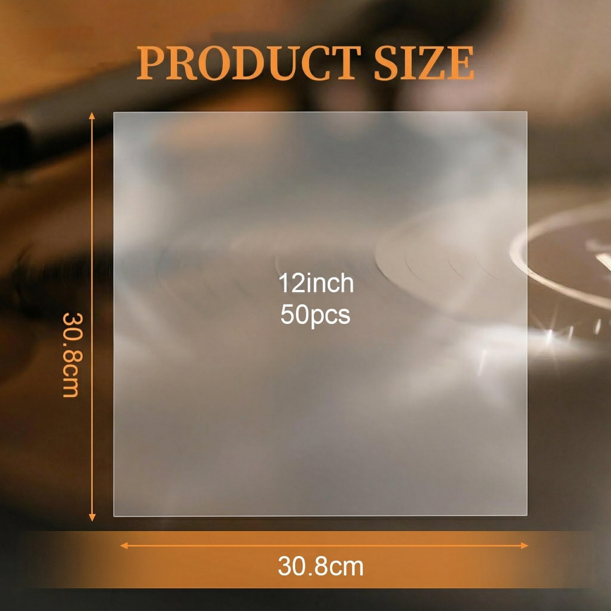 50 Pezzi Piazza Buste Vinili 33 Giri, Protezione Antistatica per Dischi Vinile, Vinyl Sleeves Trasparenti, Custodie Plastiche per Vinili da 12 Pollici