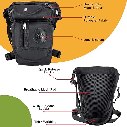 Miniatura 2 de Bolsa de pierna caída, bolsa de muslo para mujeres y hombres, bolsa táctica para piernas, bolsa de muslo, riñonera de muslo para motocicleta, bolsa