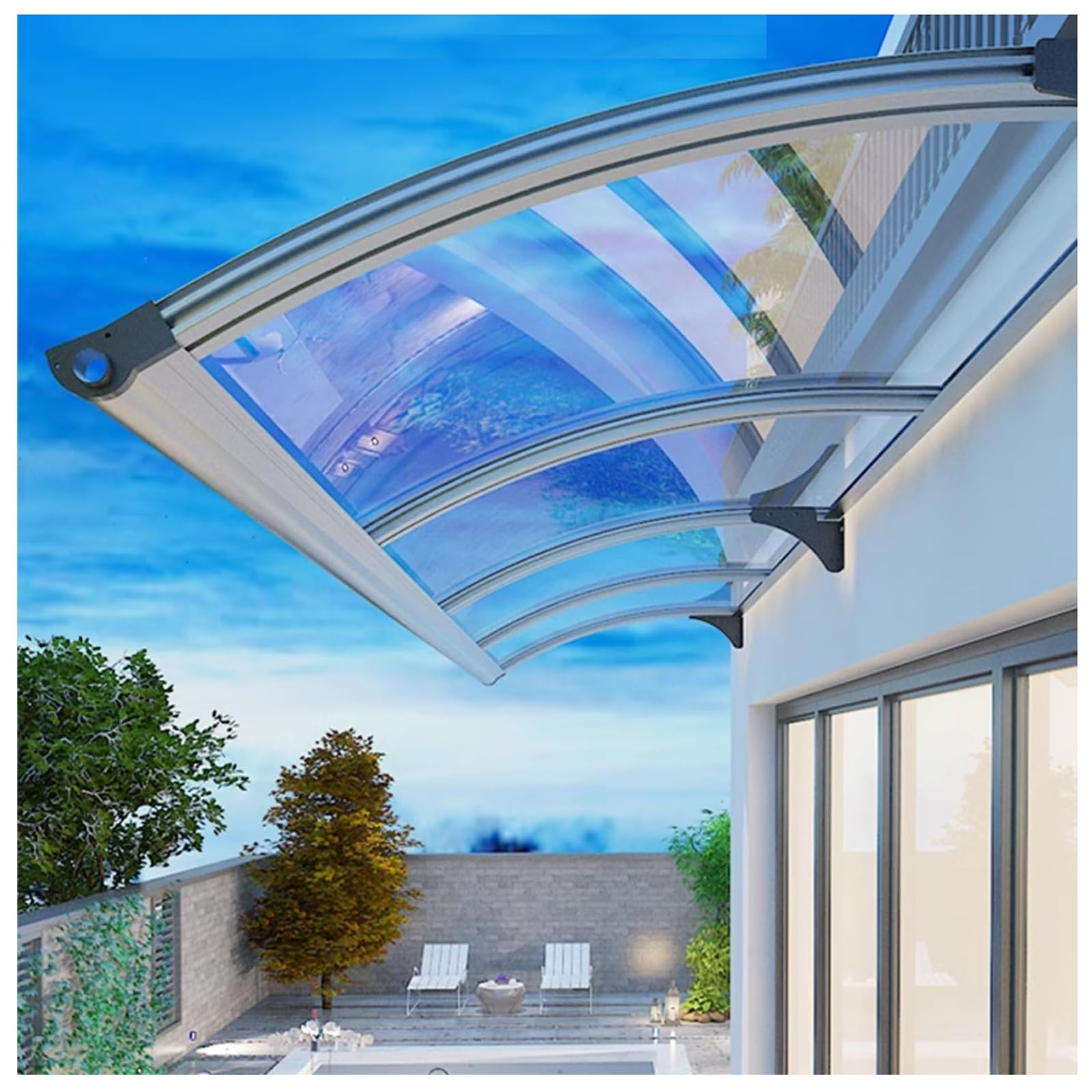 GJMSSMY Polycarbonate Door CanopyEntrance Awning for Garage Balcony Window HomeEasy AssemblyStylish Door Marquise (65x240cm/25.6x94.4in)