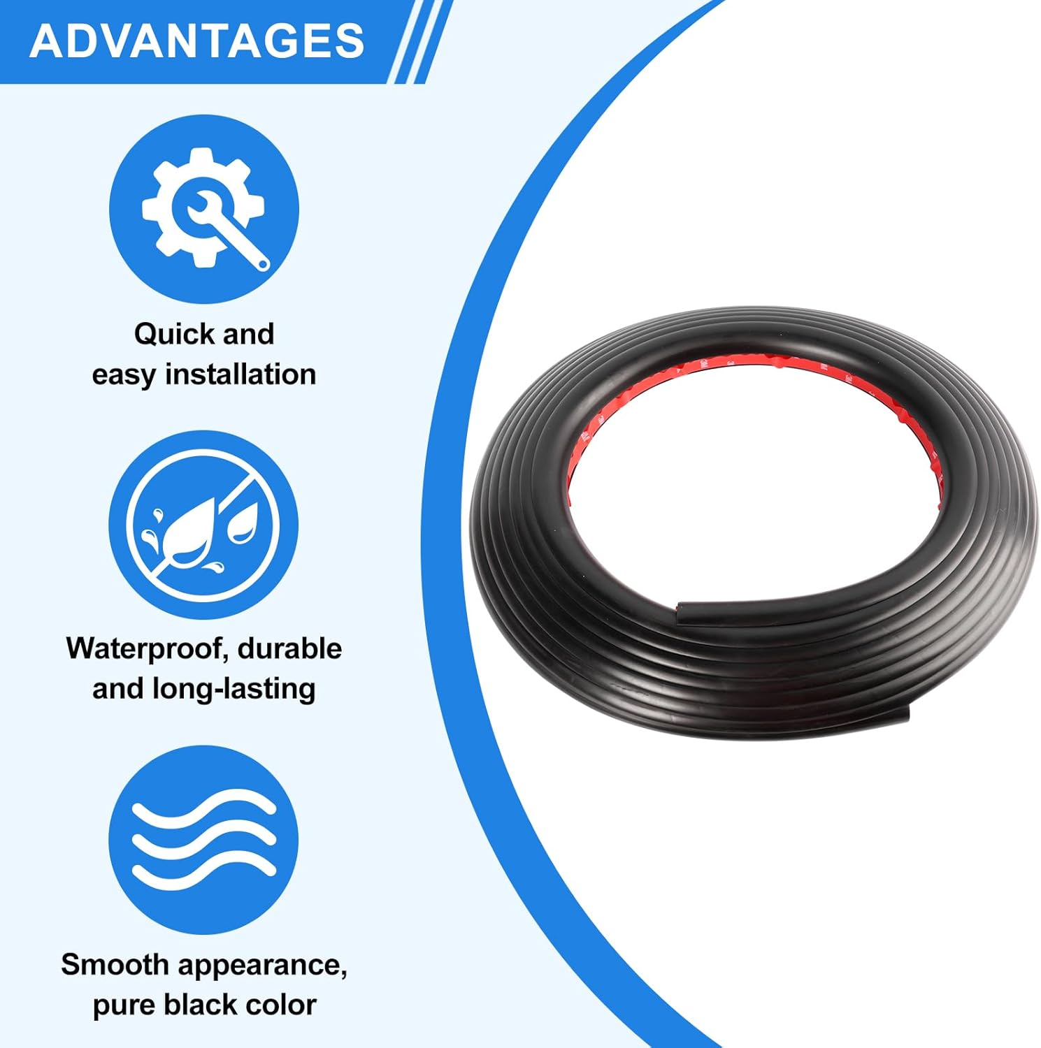 Ameri PVC Plastic Rain Gutter for Cars, Vans, and RVs, 3/4 Inch RV Trim Molding, Easy to Install Flexible Drip Rail Molding to Control Water Runoff (25ft, Black)