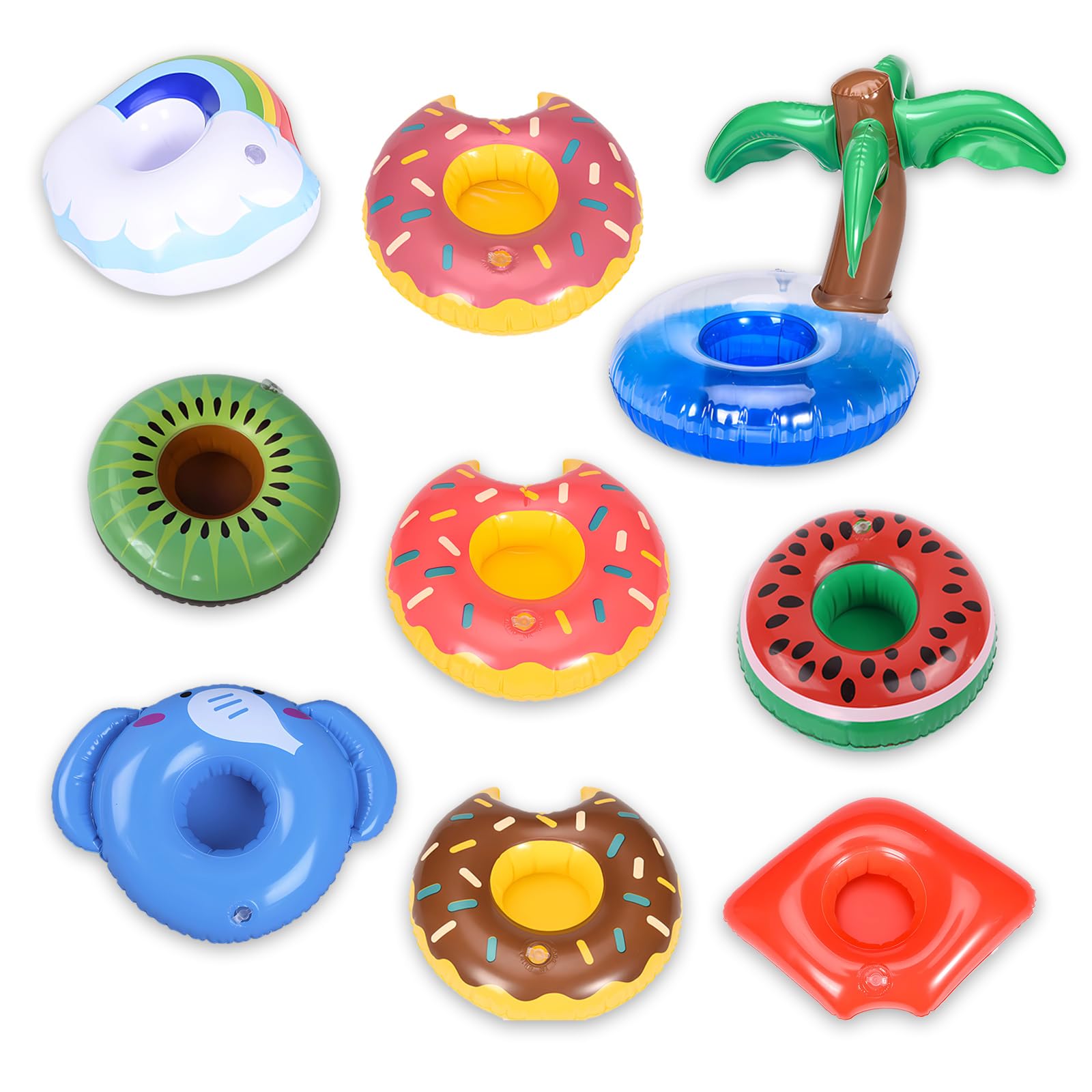 Pack de 9 Portabebidas inflables para Piscina, Soporte Inflable para Bebidas Soporte, Juego de portavasos Inflable, para Fiestas en la Piscina, Fiesta en la Piscina de Verano