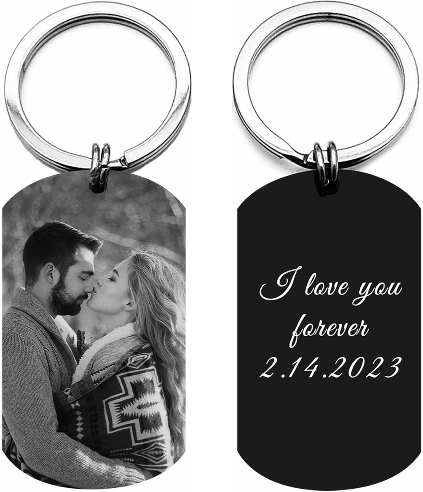 AotoyouPersonalized Gifts Custom Keychain Double Sided Engraving Photo Text for Men Women Boyfriend Husband Lovers Llaveros Personalizados