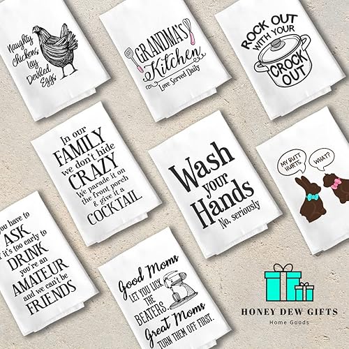 Miniatura 9 de Honey Dew Gifts, Our Family is Just The Right Mix of Chaos and Love, divertida toalla de saco de harina, 27 x 27 pulgadas, 100% algodón, decoración