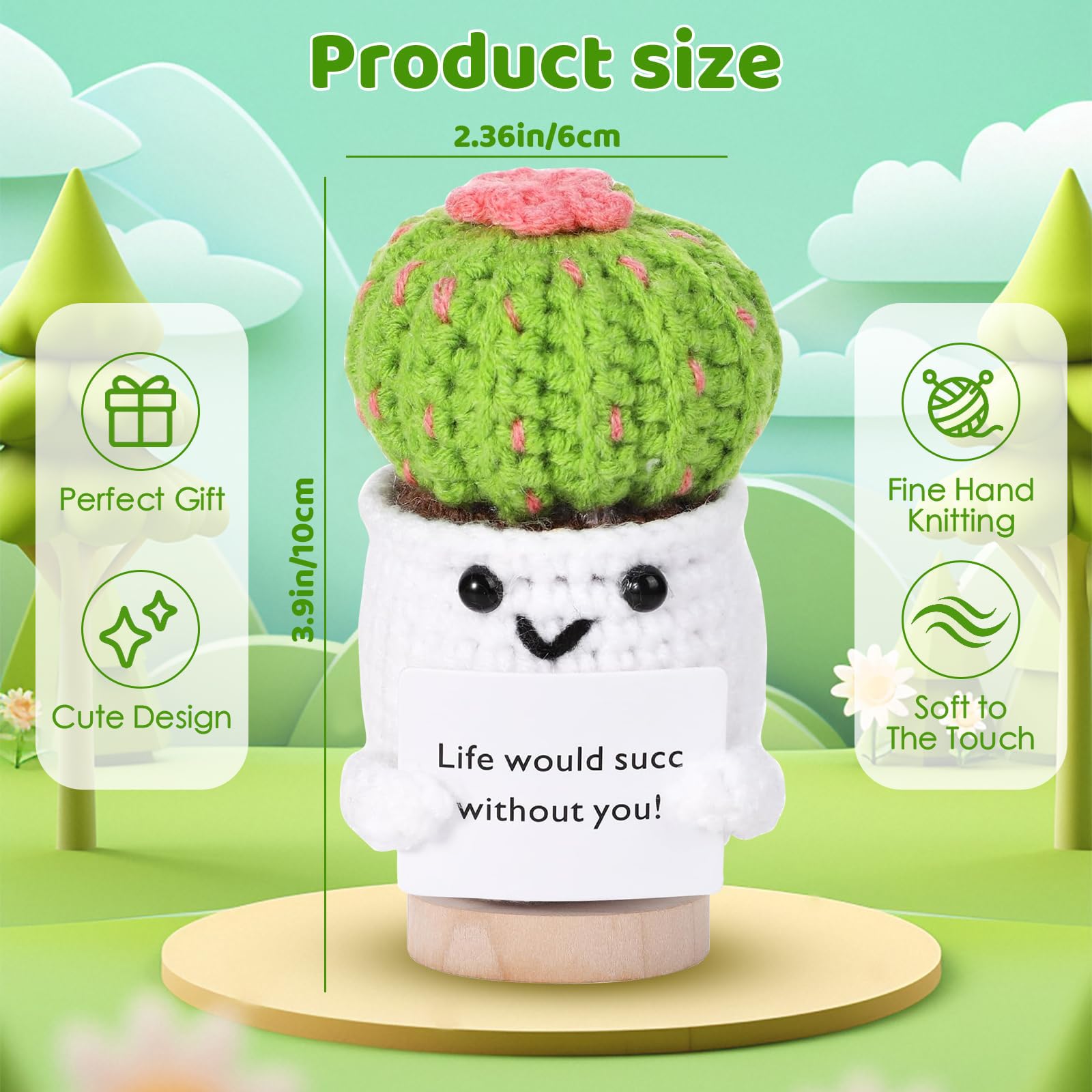 Cactus All’uncinetto Fai Da Te – Pianta Peluche Decorativa, Sostegno Emotivo Portafortuna, Regalo Fatto A Mano Per Ragazzi E Ragazze