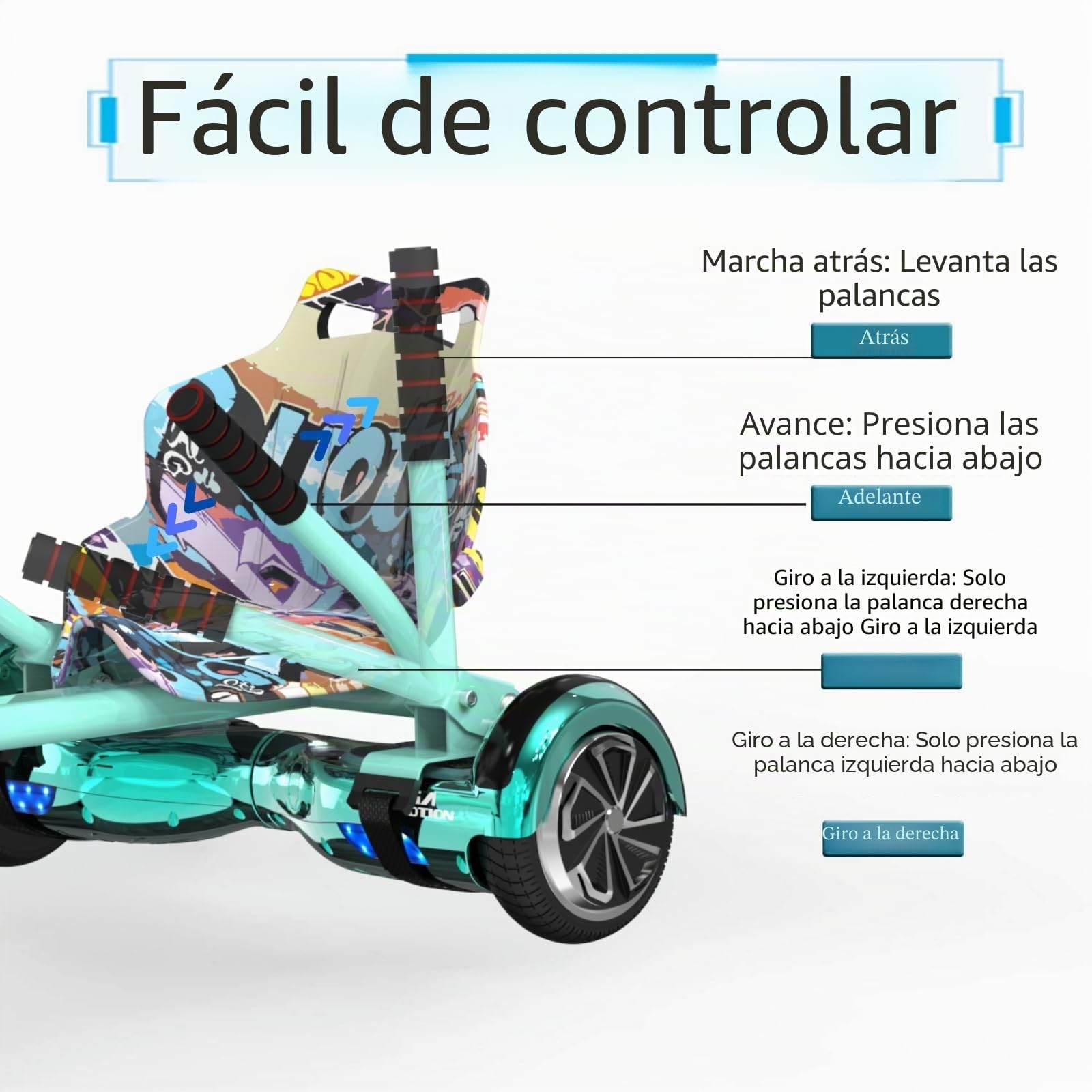 Asiento Hoverkart para Scooter y Gokart – Hovergokart para hovergokart, verde asiento para hoverboards, asiento para hoverboard compatible con 6,5 pulgadas, 8,5 pulgadas y 10 pulgadas