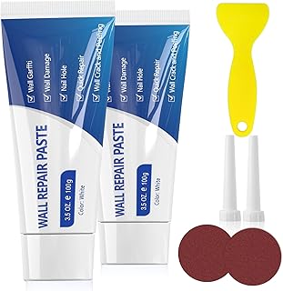 SEISSO 壁補修キット リペアプレート 壁補修用パテ 壁の穴埋め 壁 補修 壁の穴、亀裂、汚れなど補修 壁補修剤付き サンドペーパー付き ヘラ付き 尖った口付き
