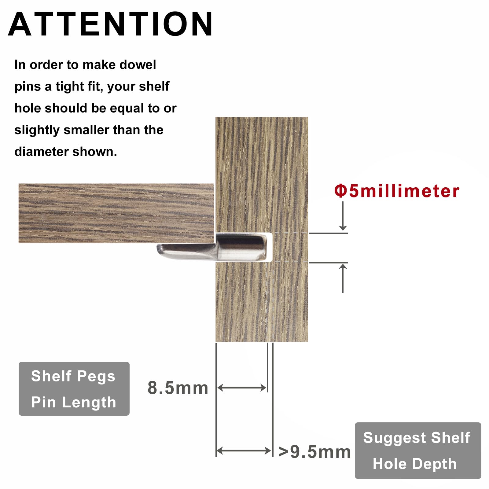 SDTWZW 5mm Shelf Pins, Cabinet Shelf Support Pegs, Black Nickel, 60 Pcs — Amazon image 4