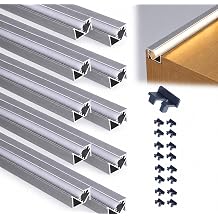 10Pack 3.3ft/1M LED Recessed Aluminum Profiles, 45 YW shape Lumination Aluminum Alloy Channel System with Cover, Embedded LED Channel System for Strip Light Installations suitable for 8mm LED strips