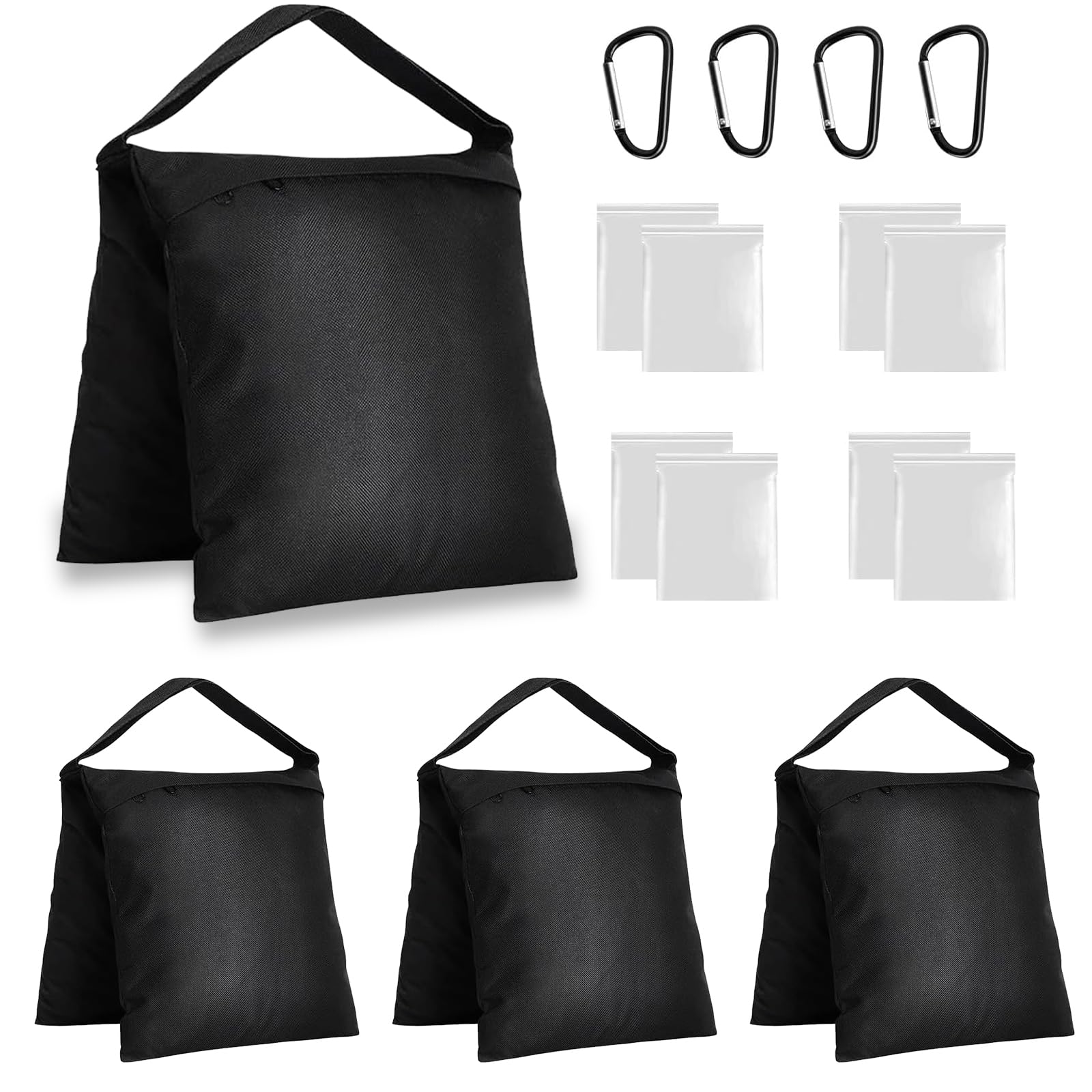 Lot de 4 Sac de Sable,27 x 58,5 cm Lestage Oxford 600D avec Crochet et Sac Plastique,pour Trépied de Photographie,Studio Photo,Tente, Parasol
