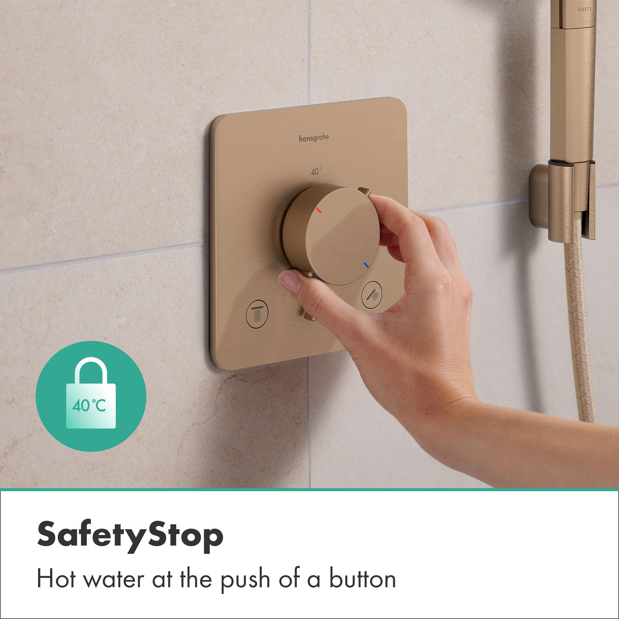 hansgrohe Ecostat Comfort Q - termostat prysznicowy podtynkowy, armatura prysznicowa z blokadą bezpieczeństwa (SafetyStop) w temperaturze 40°C, termostat do prysznica, bateria mieszająca dla 2