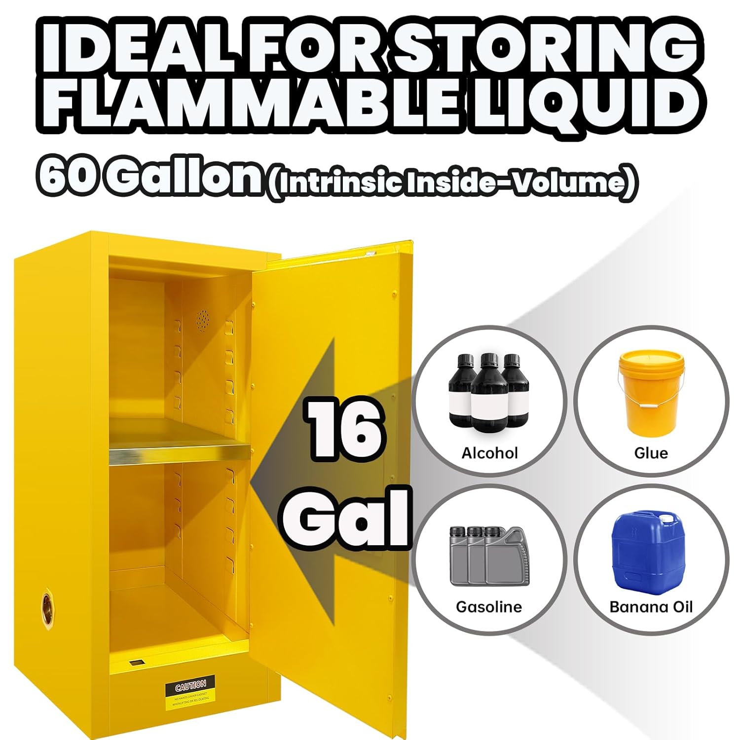 Flammable Storages Cabinets, Flammable Liquid Storage Cabinet, Adjustable Shelf Chemical Storage Cabinets, Fire Cabinet for Chemicals (23'' x 18'' x 35'')
