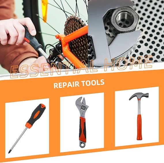 20 Piece Orange Home Tool Set, Home Repair Tool Kit for Men Women, And College Students,  With A Portable Storage Box And Can Be Used for Small Home Repairs And Outdoor Work