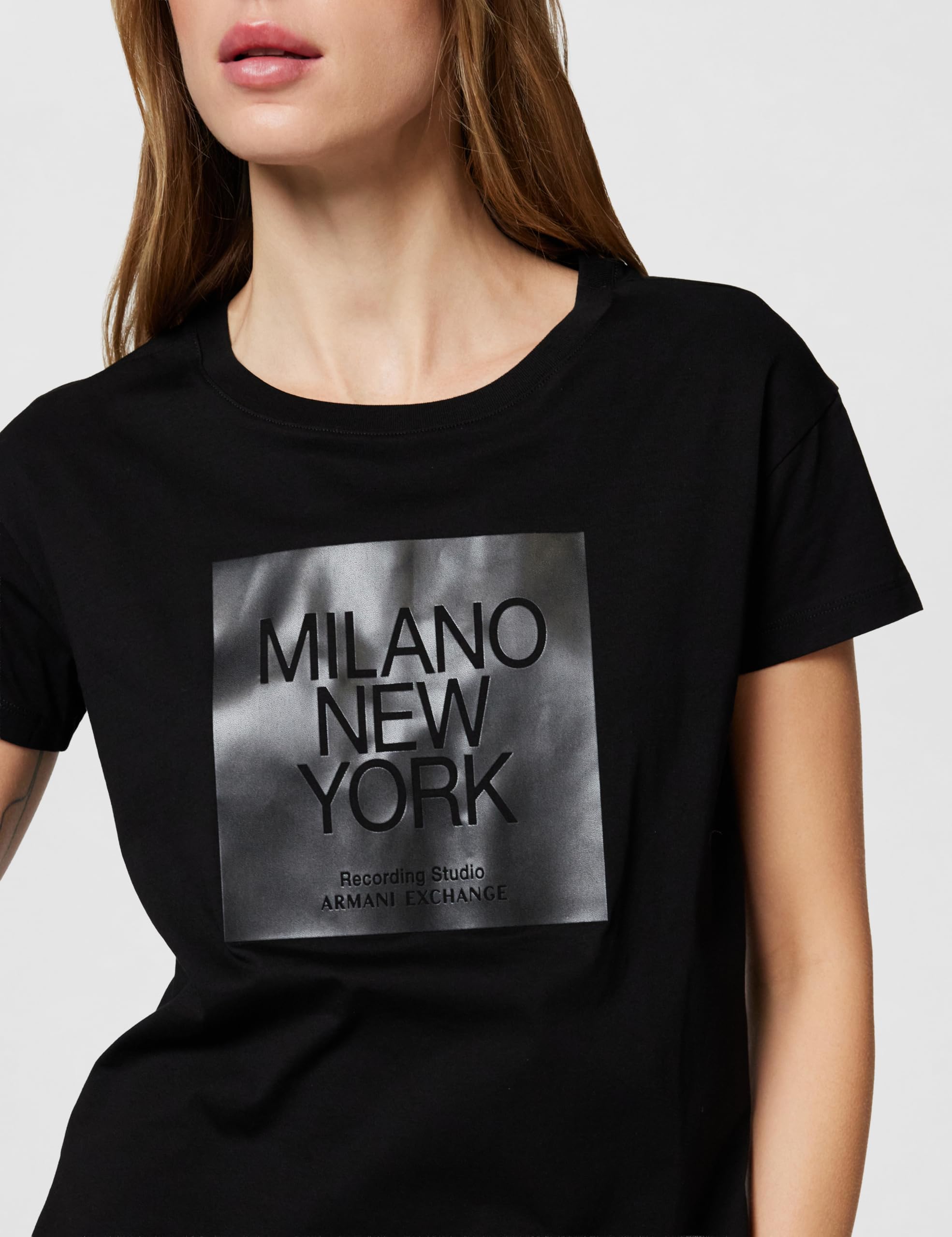 Armani Exchange Short Sleeve Front Print Boyfriend Fit T-Shirt Donna