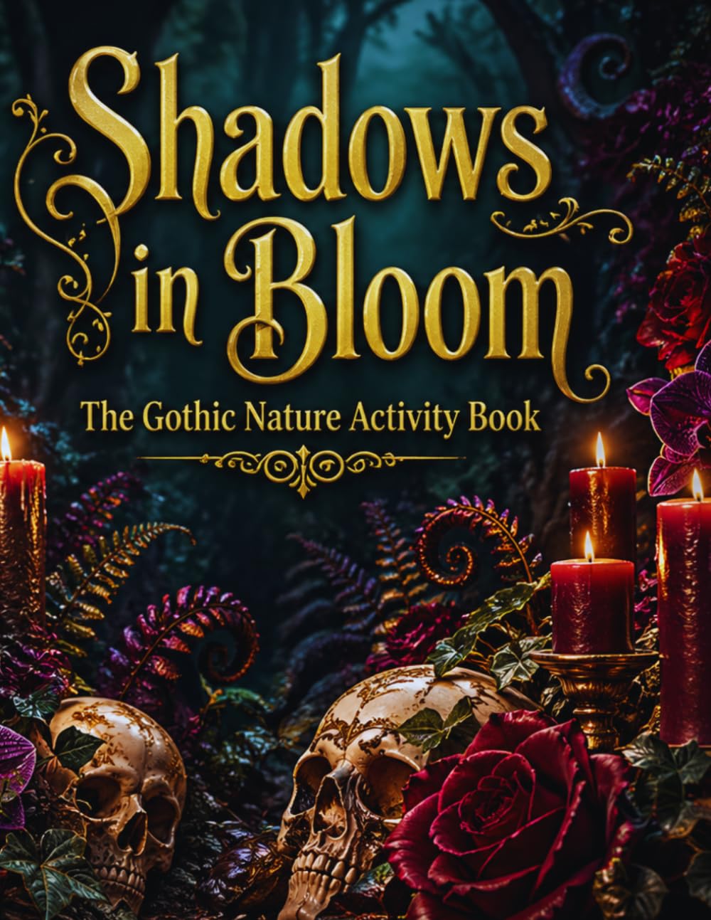 Shadows in Bloom: The Gothic Nature Activity Book: Dark Botanical Skulls, Ravens & Candlelit Floral Art — Dot-Trace, Color-Guide & Full-Page Gothic ... Stages Per Design | For Creative Teens