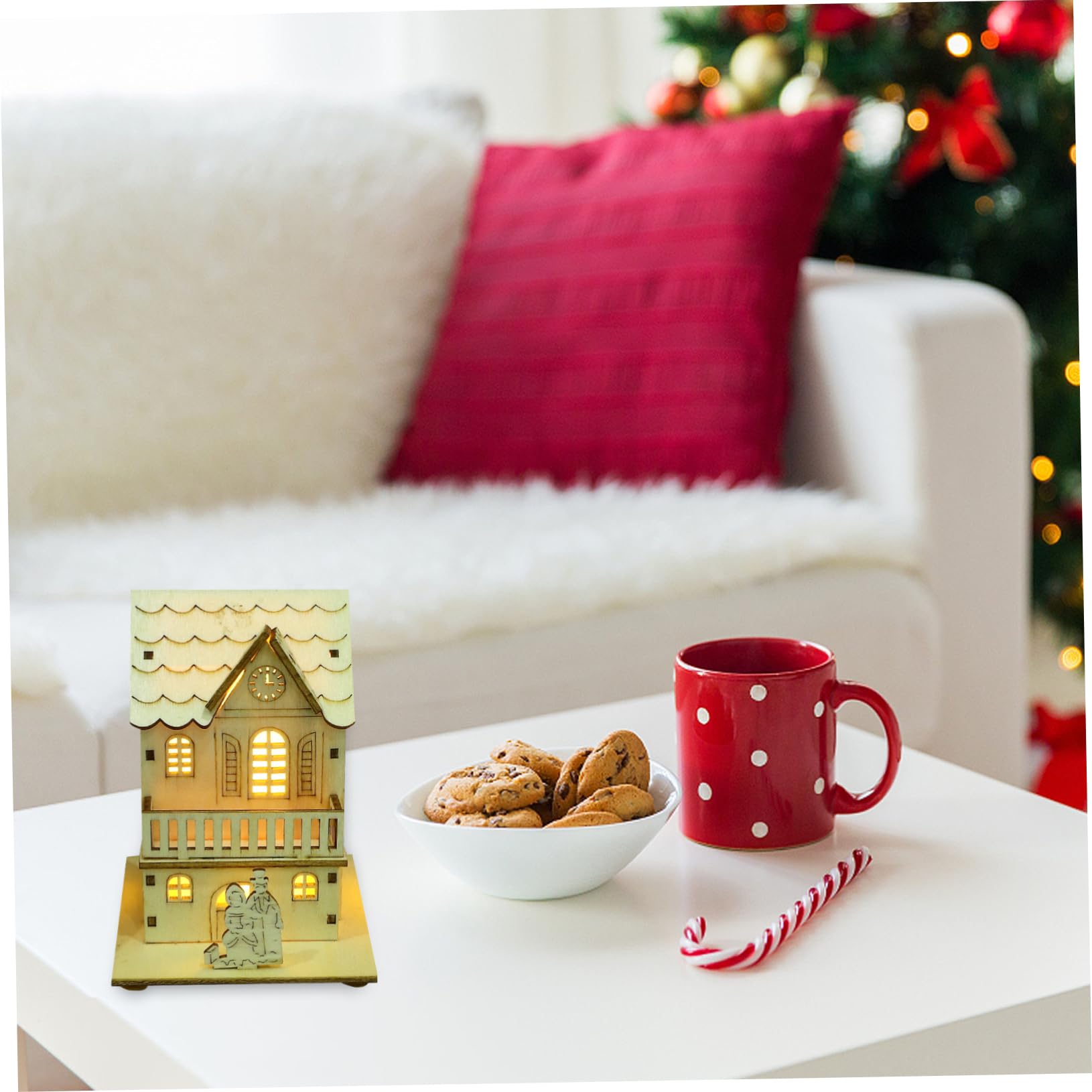 TOPBATHY 5 Sätze Leuchtende Hüttendekoration Aus Holz Feenhafte Partydekorationen Weihnachtsschmuck Weihnachtshausdekoration Leuchtende Hausdekoration Zum Malen Vor Hölzern 3 Stück * 5