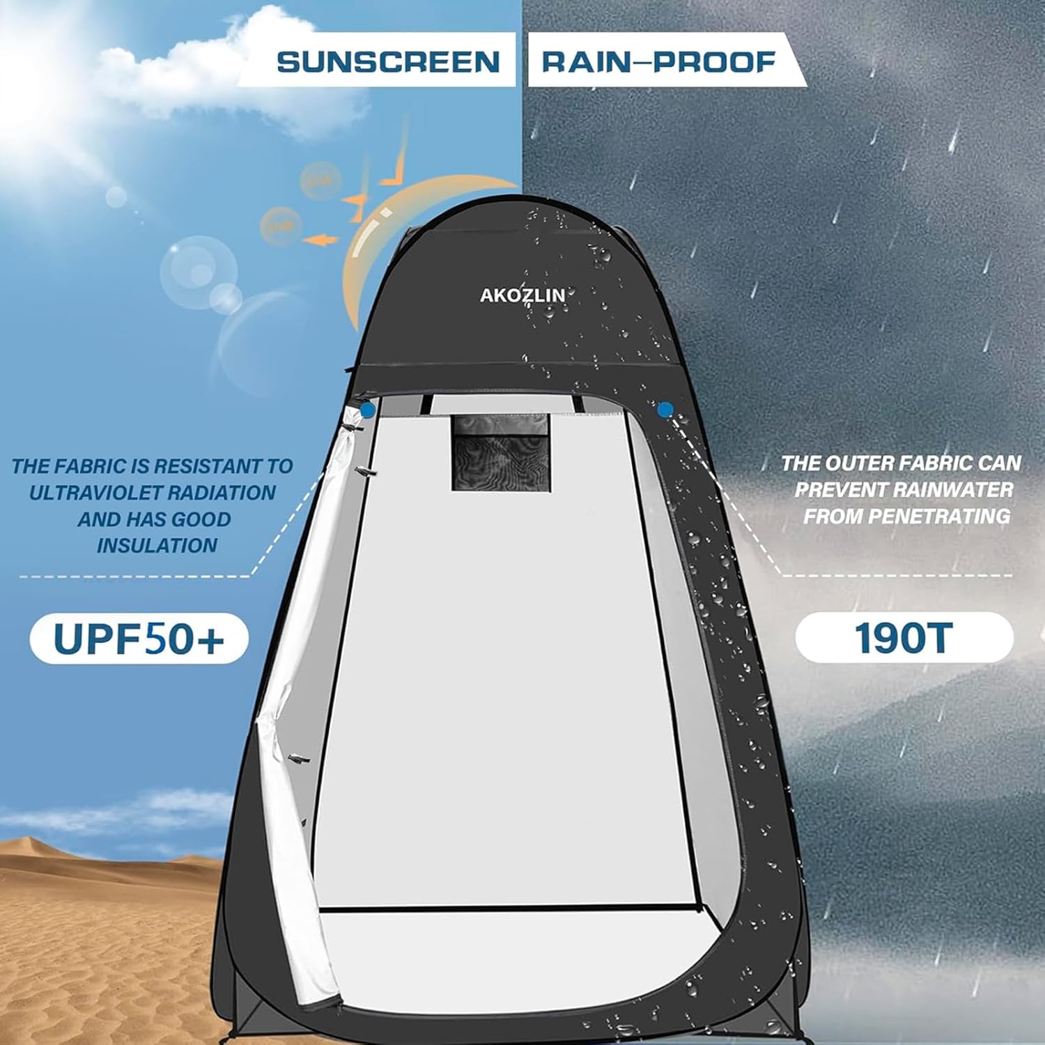 AKOZLIN Portable Pop Up Shower Privacy Shelters Instant Tent Dressing Changing Outdoor Camping Toilet Tent W59.1 xH74.9