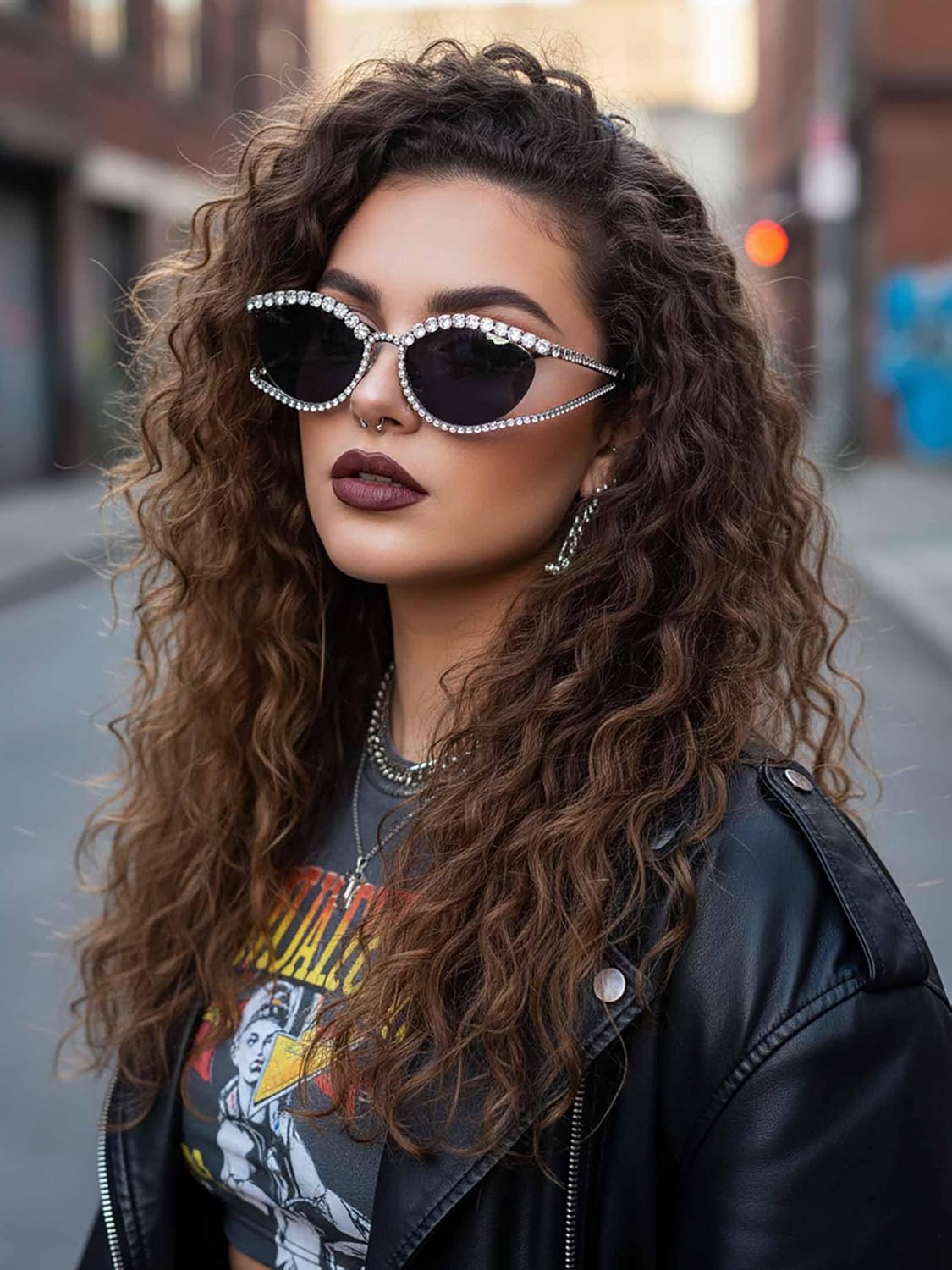 Woeoe Rhinestone Sunglasses for Women Bling Sun Glasses - Image 6