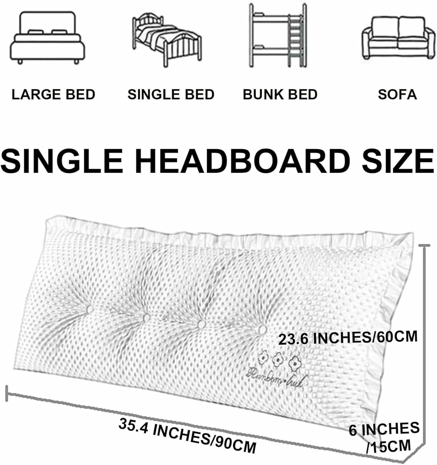 Solid Color Long Headboard Pillow,Reading Bed Rest Wedge Cushion,Large Bolster Positioning Support Pillow Removable Velvet Backrest for Dorm Room Daybed Bed~/