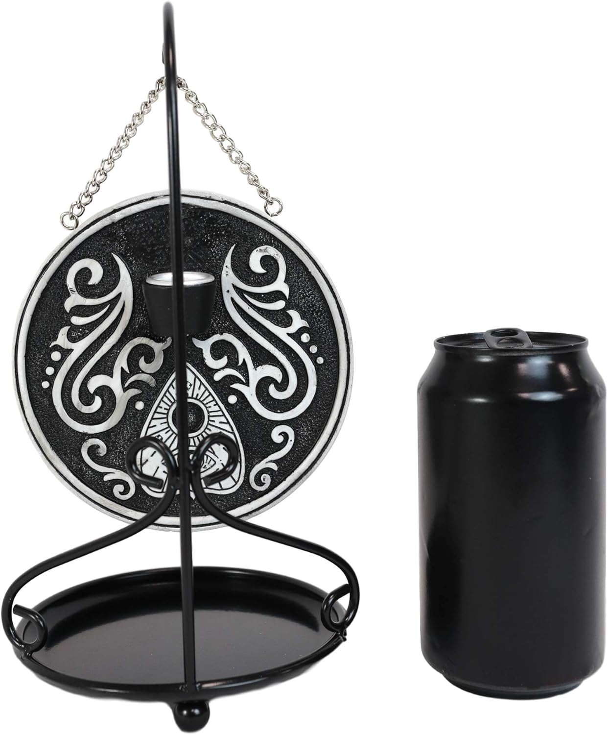 Ebros Gift Ouija Spirit Trance Board with Evil Eye Planchette Round Medallion Disk Backflow Incense Cone Holder Burner Figurine Hanging On Black Display Stand Wicca Witchcraft Home Fragrance