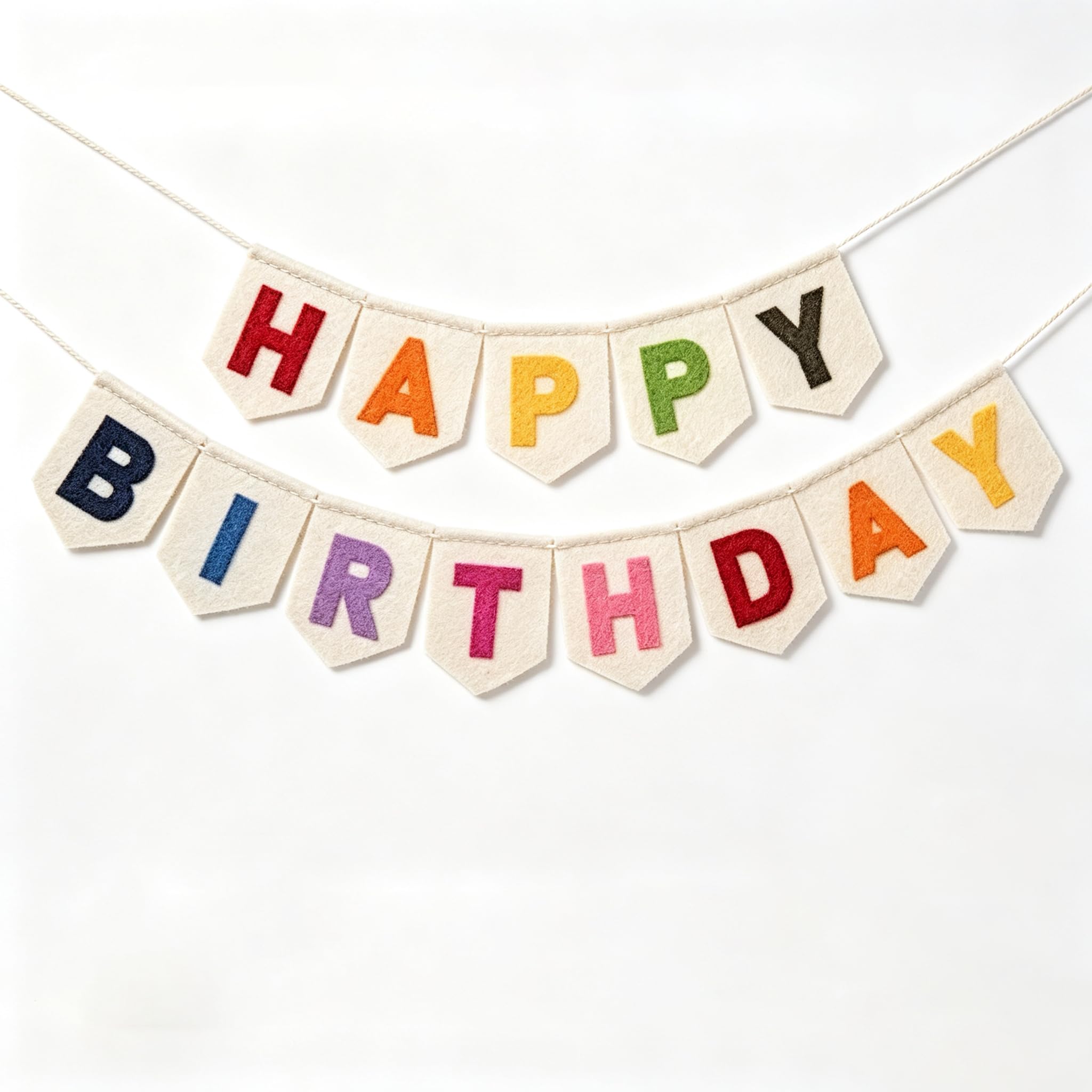 Happy Birthday Banner & Bunting, Premium Felt Pennant for Party Decor
