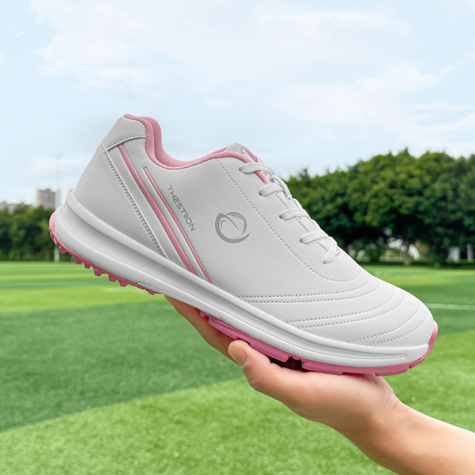 Golfschuhe Damen wasserdichte Leder Golf Trainingschuhe Spikeless atmungsaktiv rutschfest Outdoor Freizeit