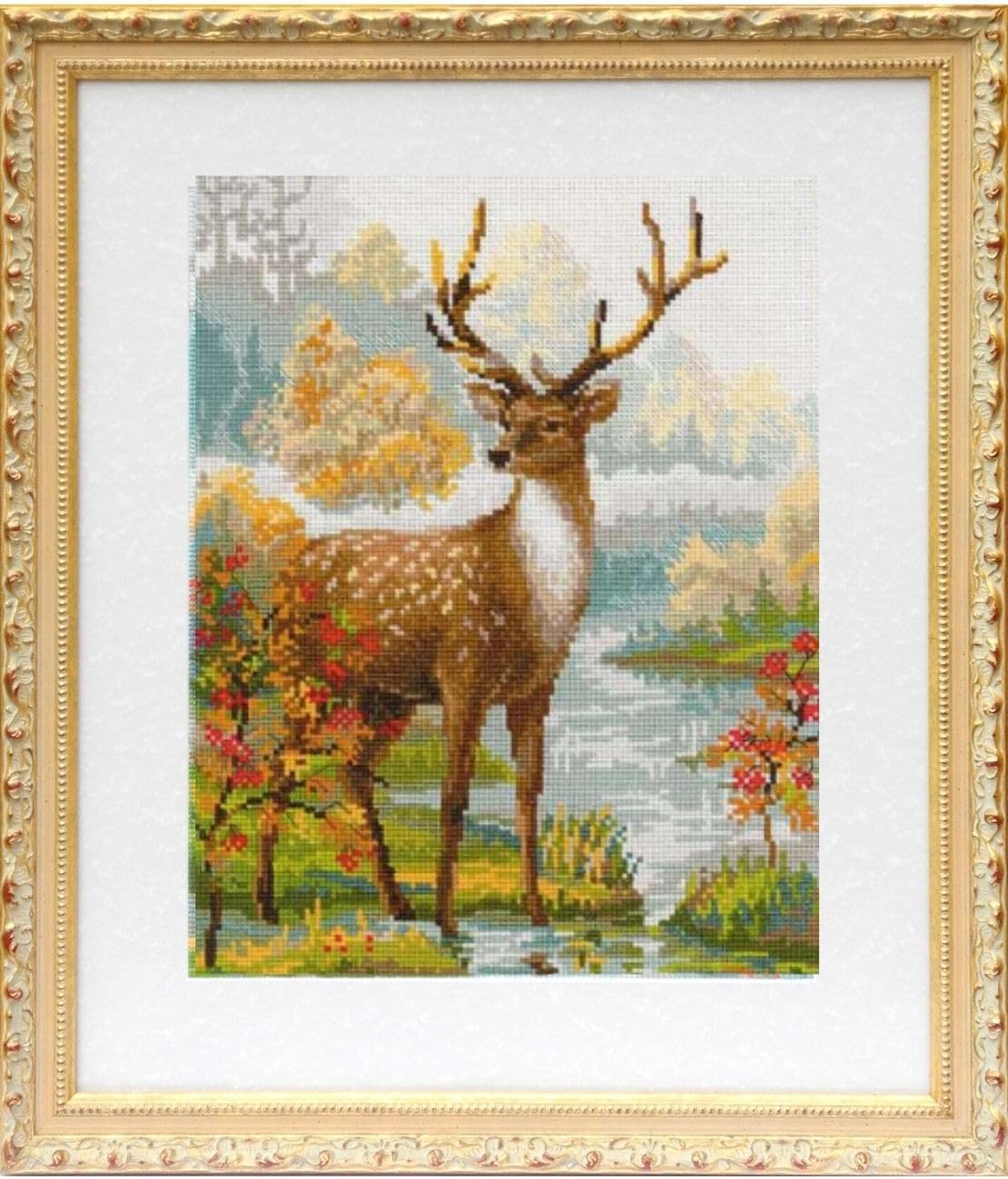 RIOLIS - Deer 1077, Animals Cross Stitch Kits 11,81" x15,75, Counted Cross Stitching Kits for Beginners & Advanced, Animal Embroidery Kit