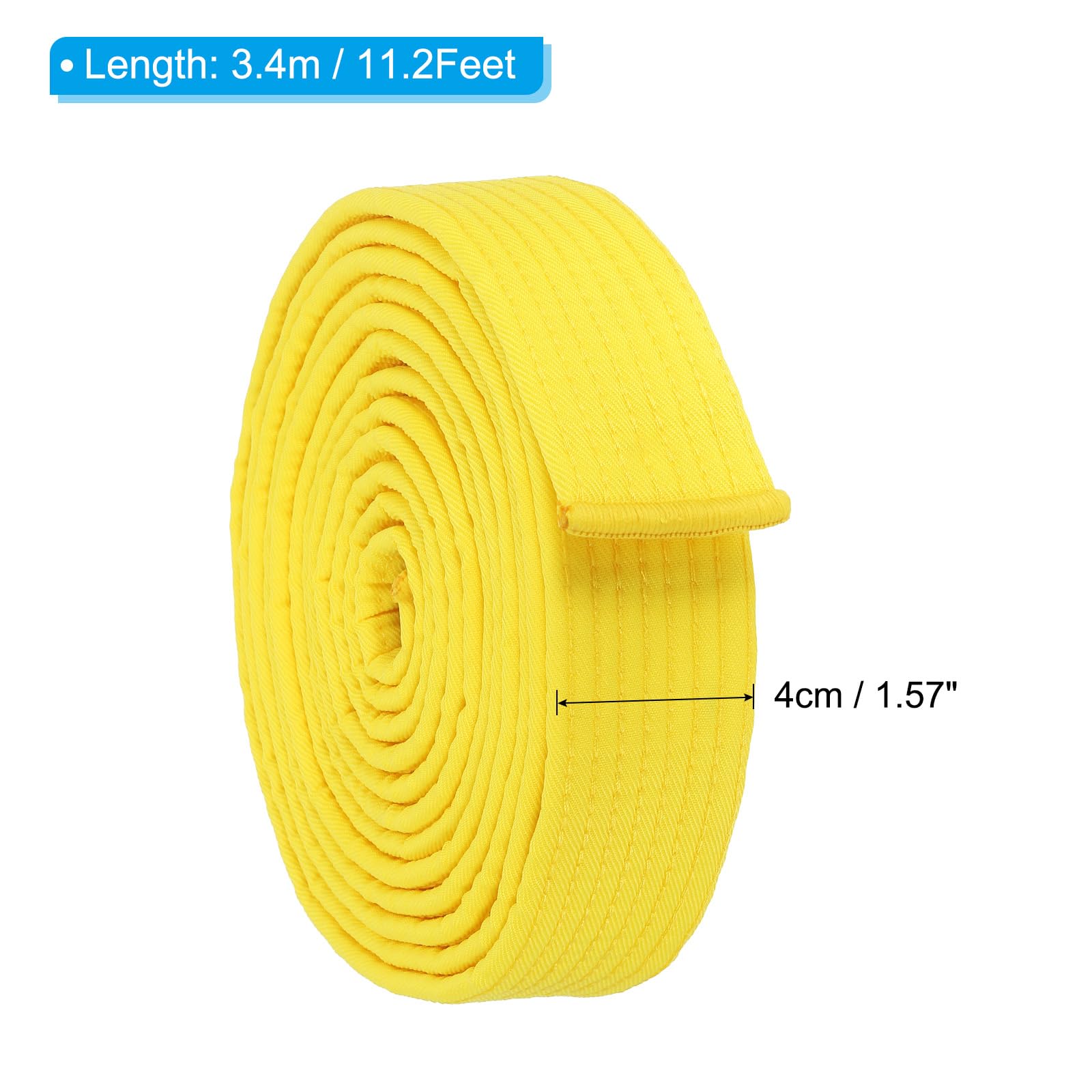 PATIKIL Ceinture de Classement Colorée de Taekwondo 1.6" x11.2Ft 3.4M, Ceinture de Coton pour Arts Martiaux, Judo, Karaté, Entraînement, Enseignement, Entraînement, Jaune