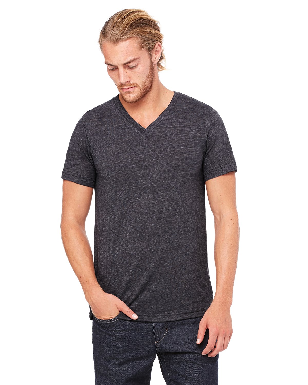 BELLA+CANVASMen's Comfortable V-Neck Soft Fitted Jersey T-Shirt