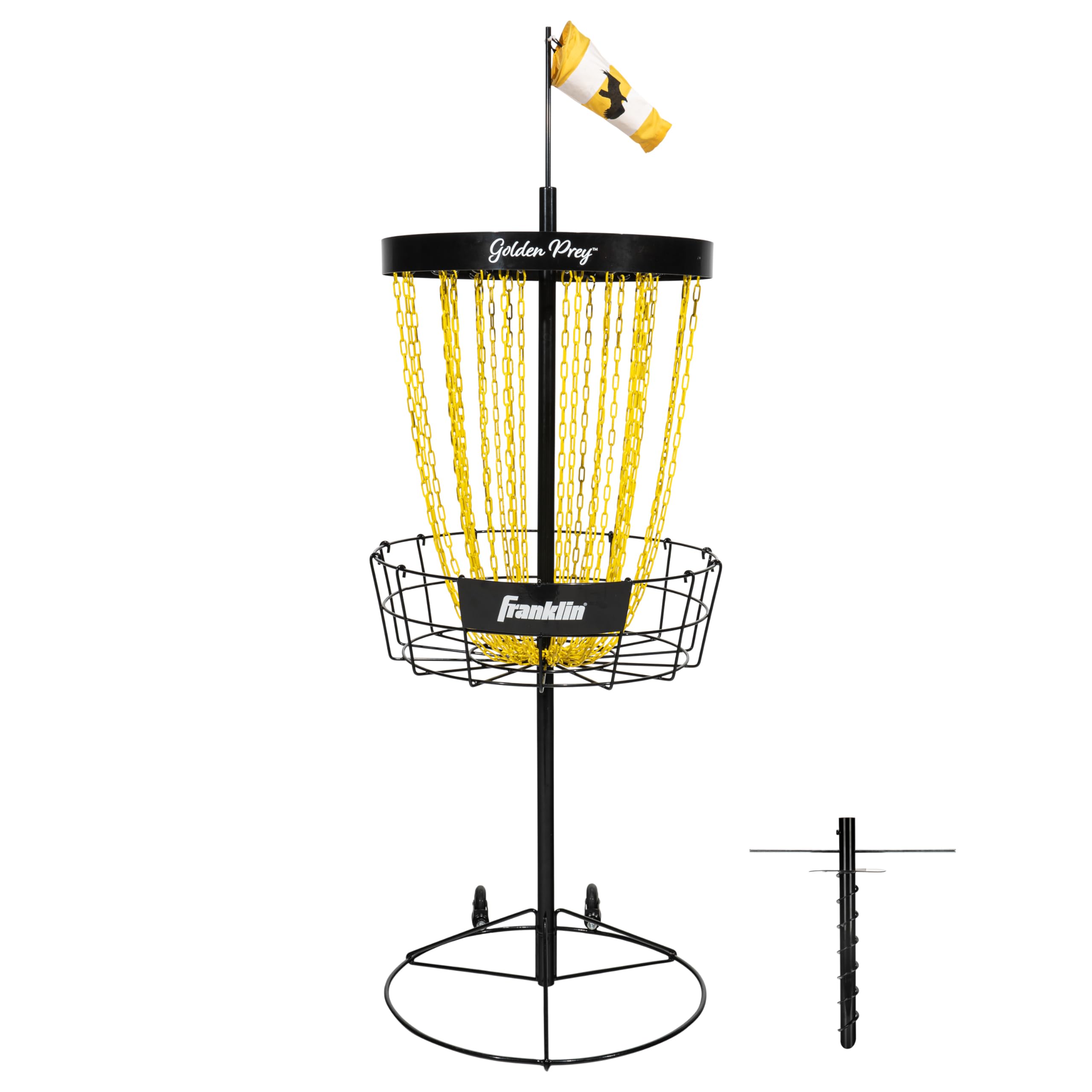 Franklin Sports Disc Golf Baskets - Portable Disc Golf Target with Chains Included - Disc Golf Basket Stand Equipment for Hole + Course Creation Championship Steel Chain