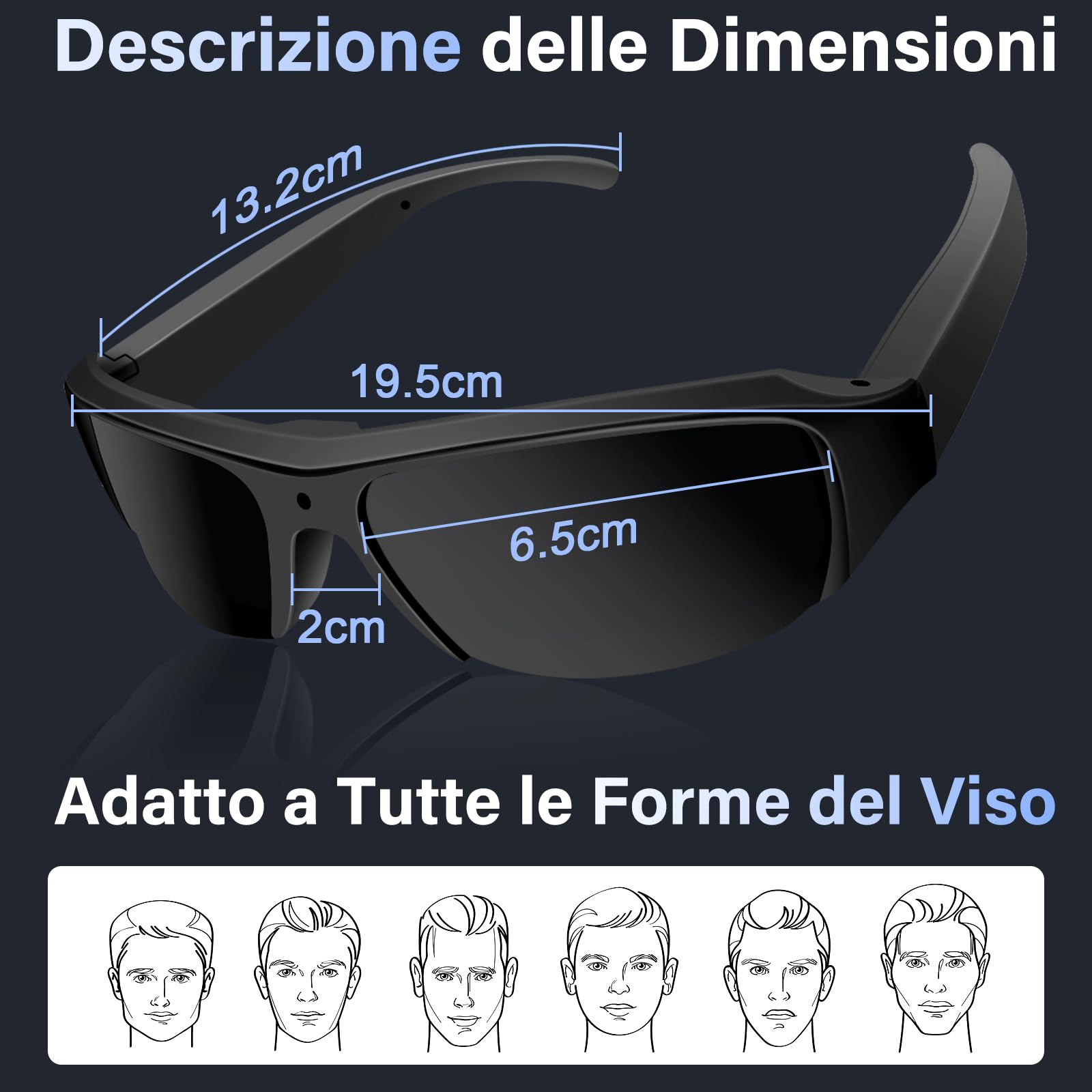 Telecamera Nascosta Occhiali da Sole, Mini Telecamera Spia, HD Action Cam Sport Occhiali Fotocamera per Gli Sport Esterni Protezione UV