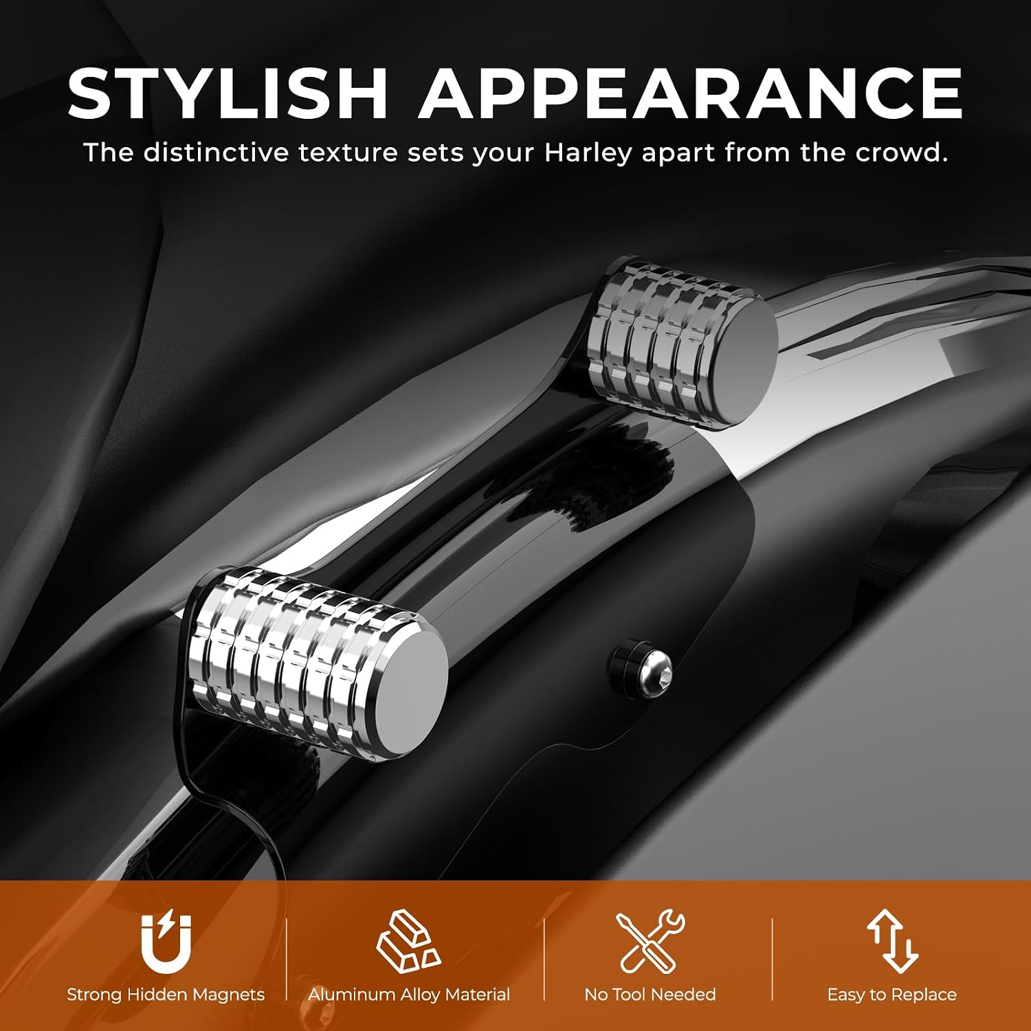 2Pcs Long Aluminum Docking Hardware Covers Kit, Chrome image 2