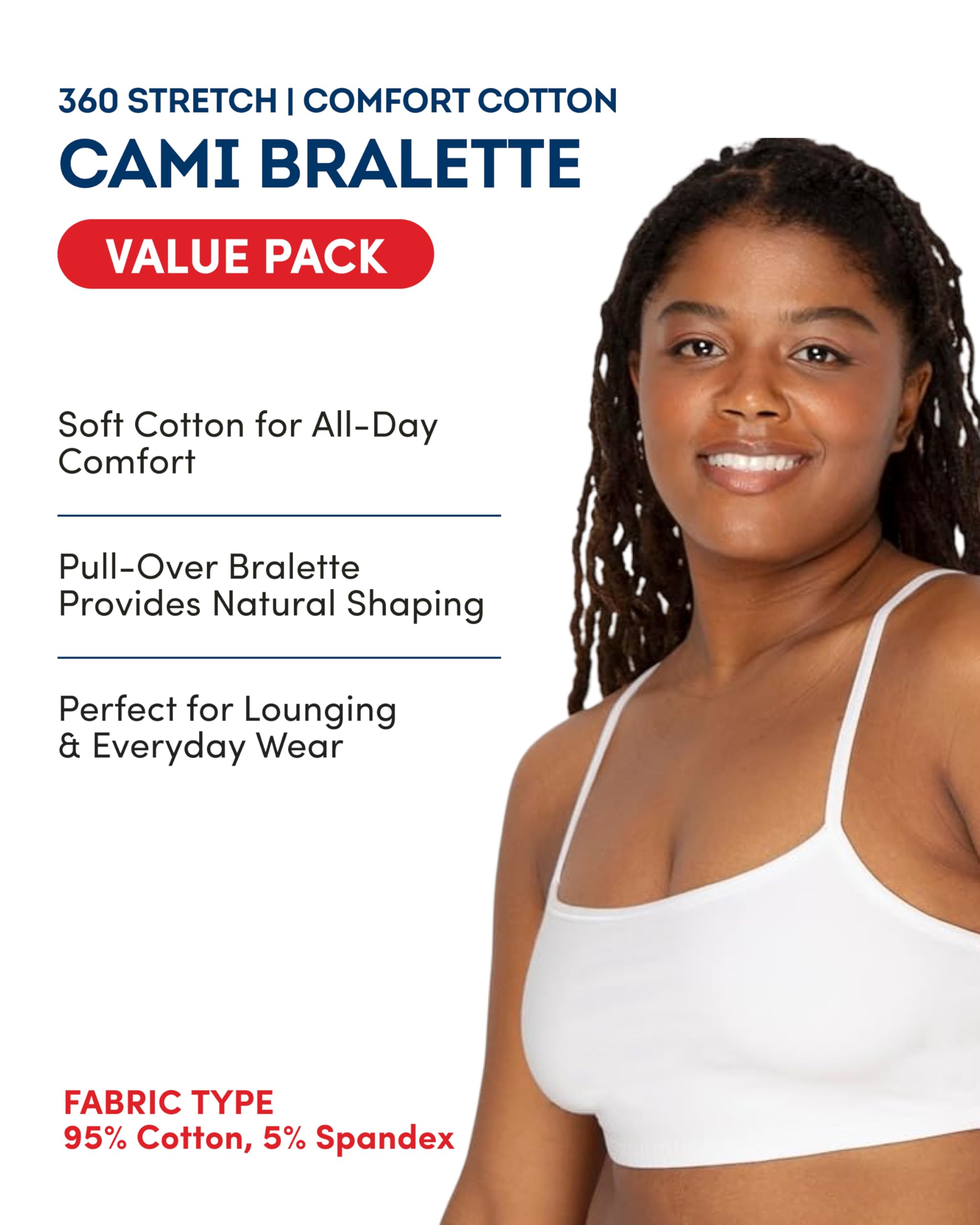 Fruit of the Loom Adjustable Shirred Front Racerback Bra (Pack of 3) Soutien-Gorge de Sport Femme (Lot de 3)