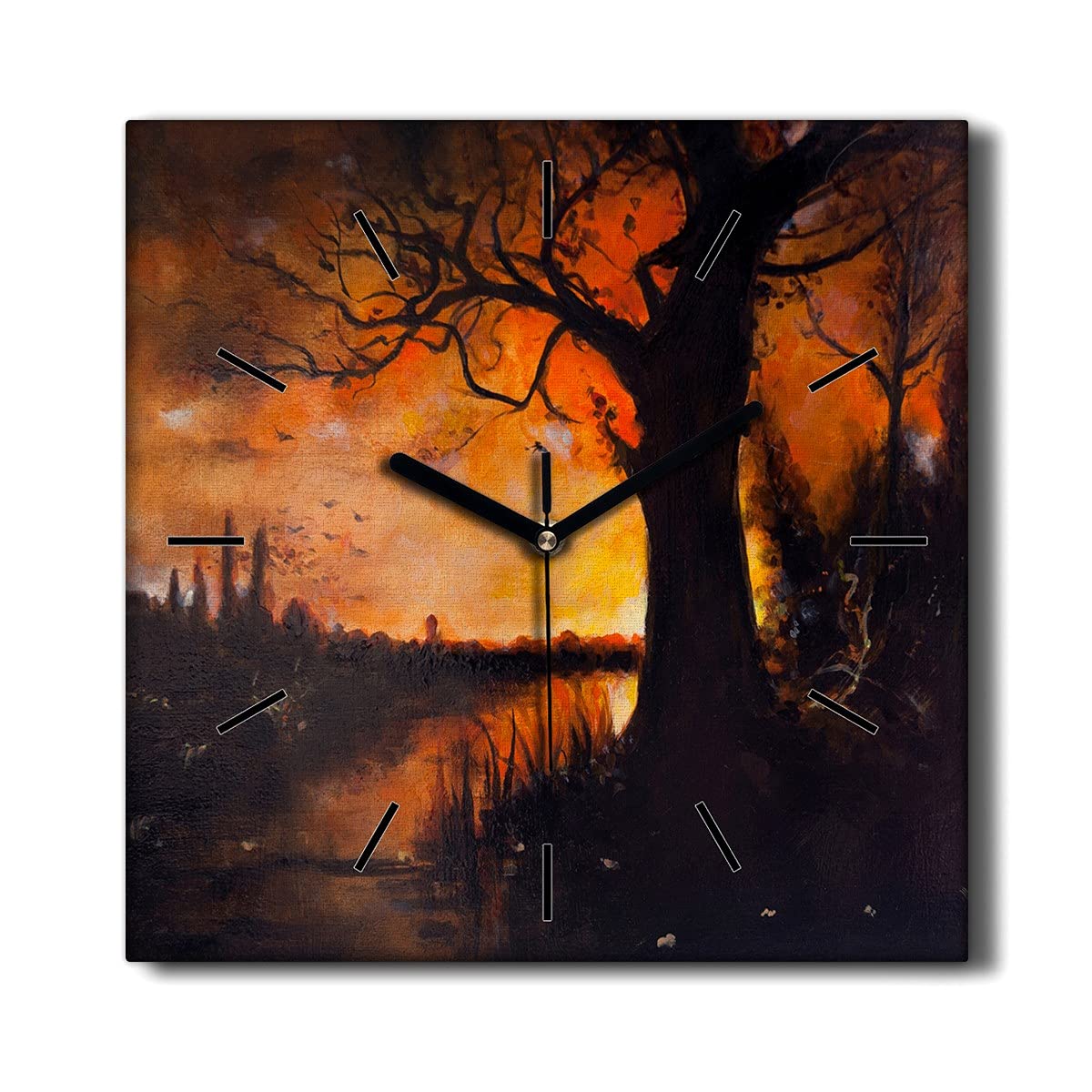 Horloge Murale sans tic-tac Coloray 30x30cm en Toile Imprimée pour un Salon Silencieux