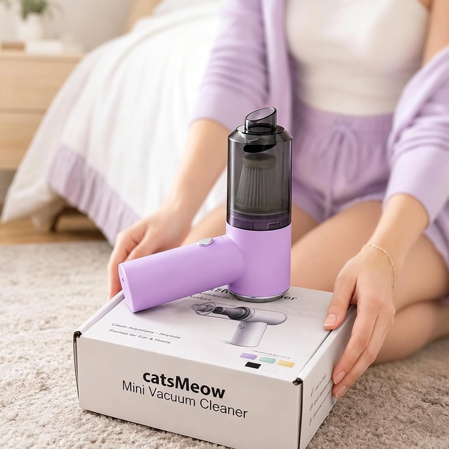 Mini Handheld Vacuum Portable for Desk, Keyboard, Car & Crumbs, Lavender | Quick Cleanups, Tight Spaces, Rechargeable Cordless, Easy Storage, Office, Cup Holders, Seat Gaps, Window Tracks