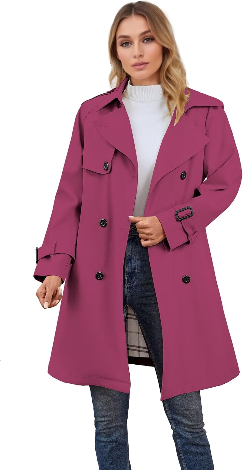 Betusline Girls & Women's Rain Jackets Waterproof Hooded Trench Coat,3 Years - Women 2XL