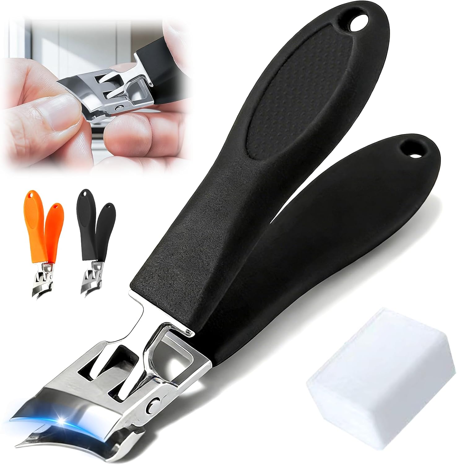 Wide Jaw Opening Anti-Splash Slanted Nail Clipper, 2026 New Curved Toenail Clippers for Thick Toenails,Slanted Nail Clippers Curved Toenail Clippers for Ingrown Nails and Thick Toenails (Black)