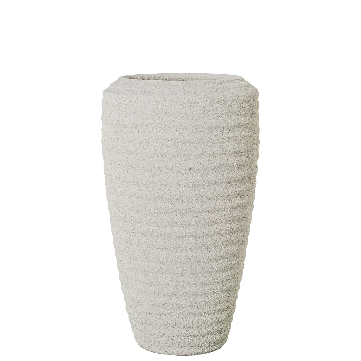 Vase de sol en céramique beige sable ondulé DRW grand format