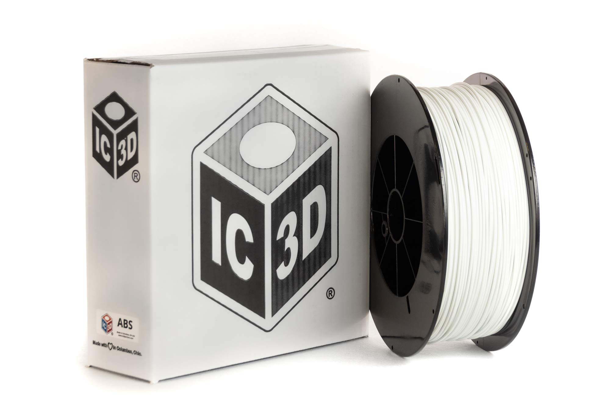 IC3DWhite 3mm ABS 3D Printer Filament - 5lb Spool - Dimensional Accuracy +/- 0.05mm - Professional Grade 3D Printing Filament - MADE IN USA