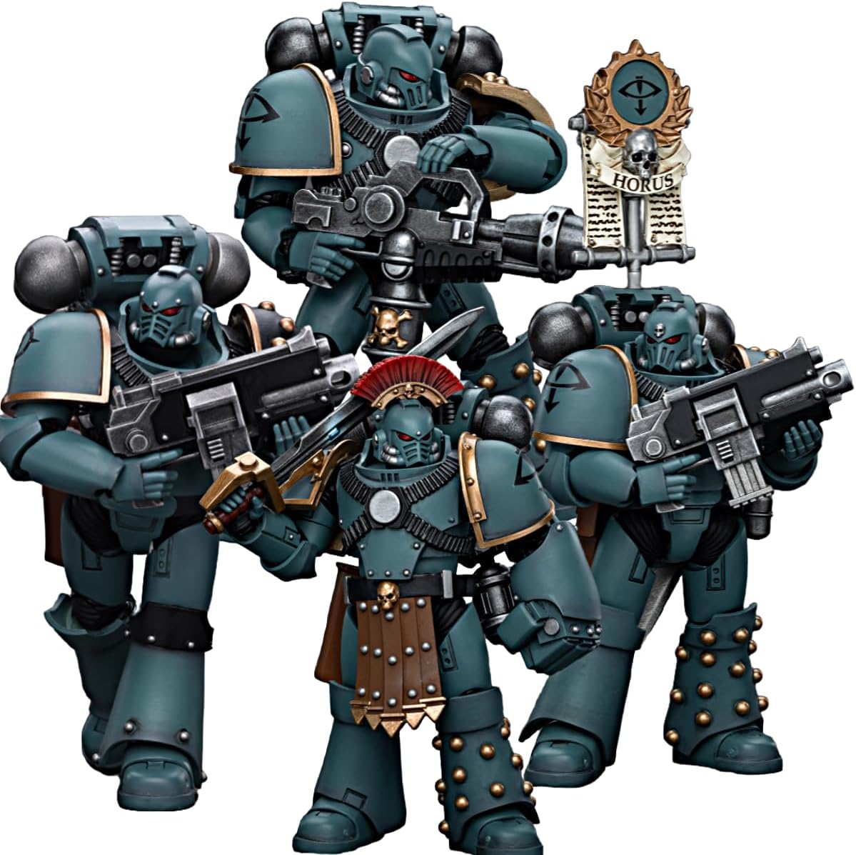 JOYTOY 1/18 Action Figure Warhammer 40k The Horus Heresy Sons of Horus MKIV Tactical Squad Set of 4 Figures 4.72inch Movable Model Collectible Figurine Gifts