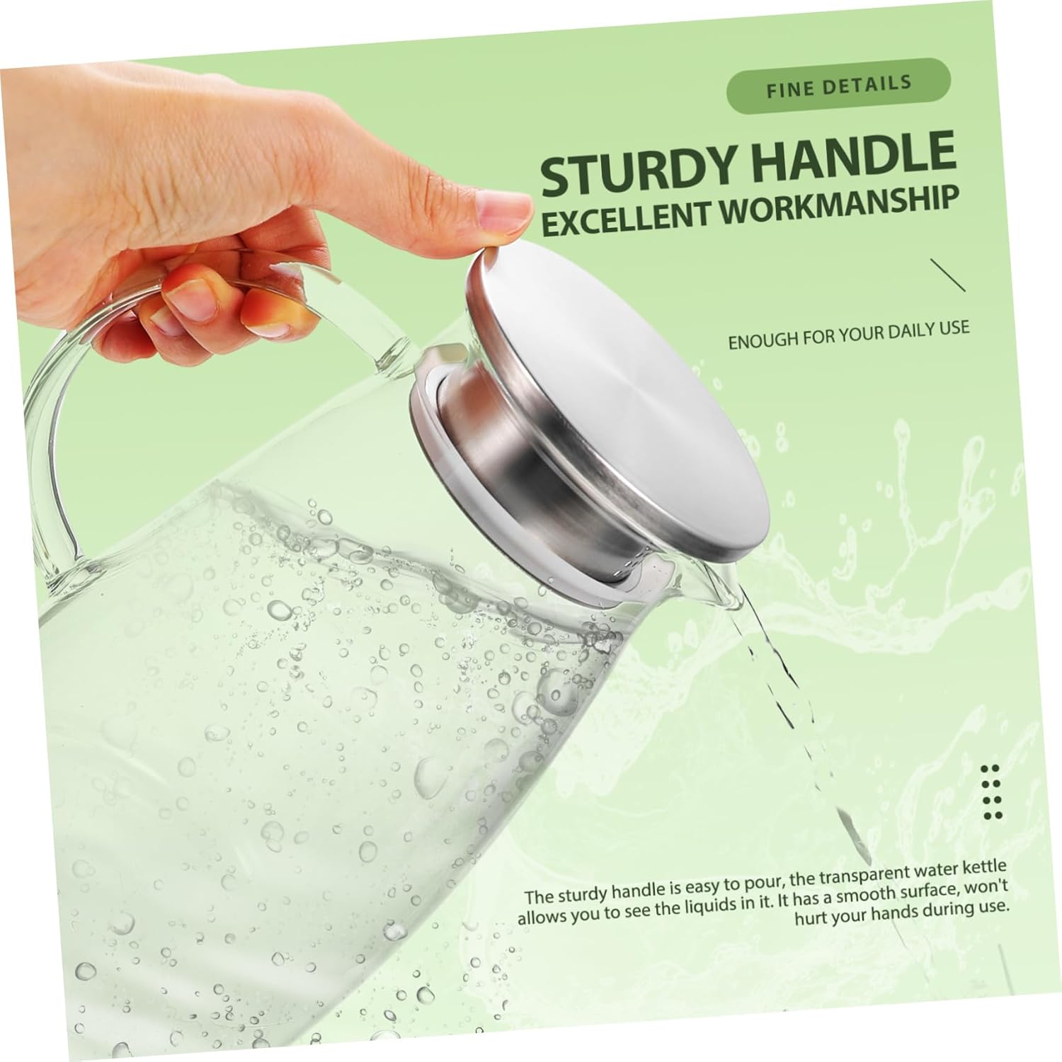 Transparent Electric Kettle Water Boiler Borosilicate Pitcher Filter for Hot Cold Beverages Portable Design for Home Party Use